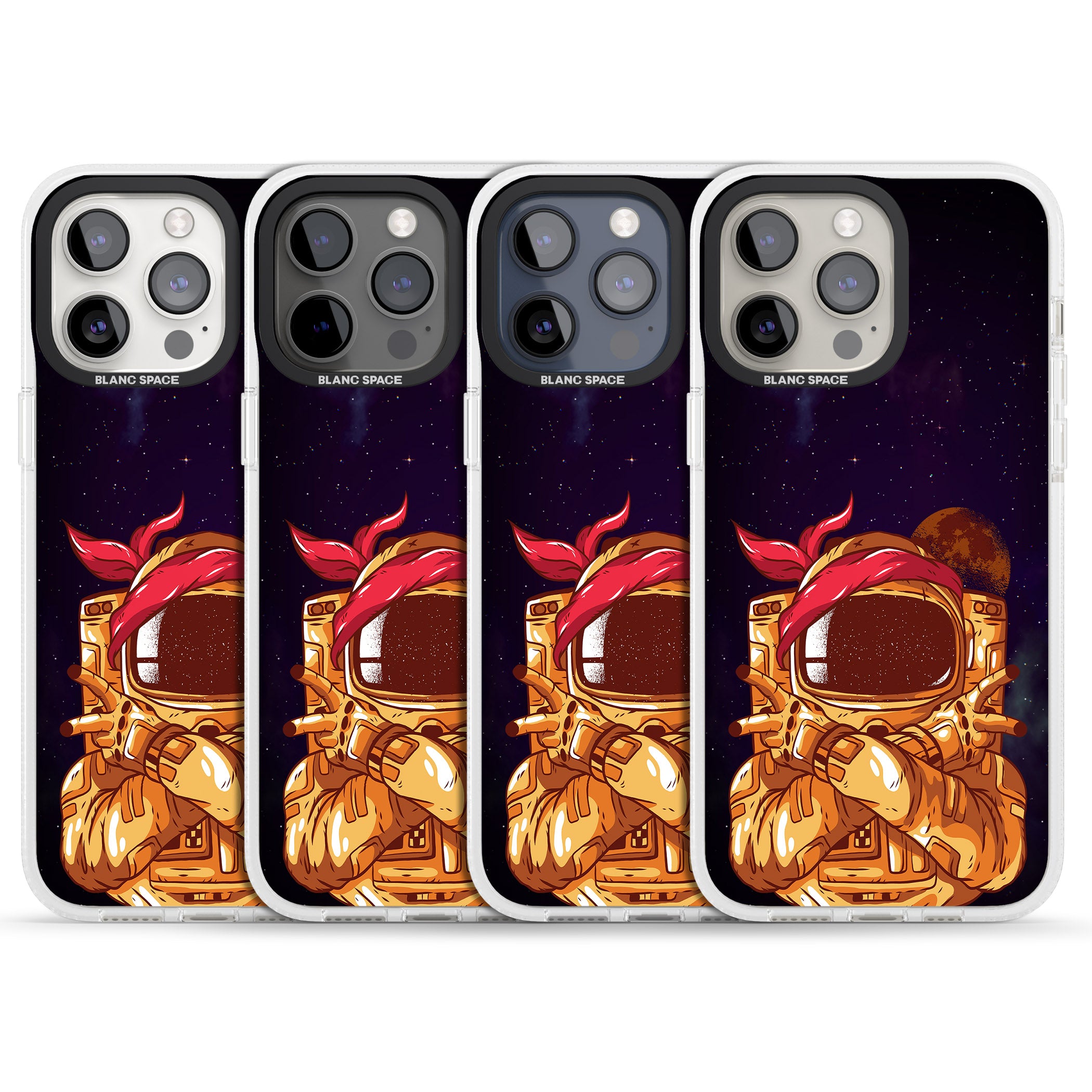 Space Gangster iPhone 15 Pro Max / 15 Pro / 14 Pro Max / 14 Pro / 13 Pro Clear Case Impact Air - Blanc Space