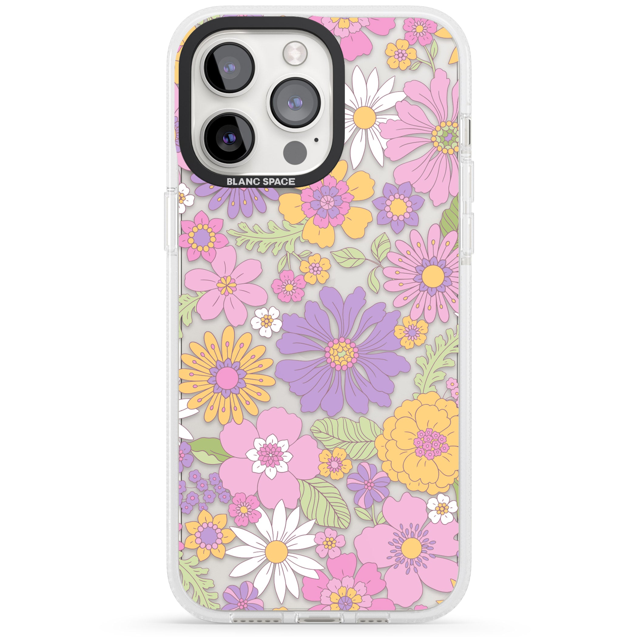 Soft Flower Mix iPhone 15 Pro Max / 15 Pro / 14 Pro Max / 14 Pro / 13 Pro Clear Case Impact Air - Blanc Space