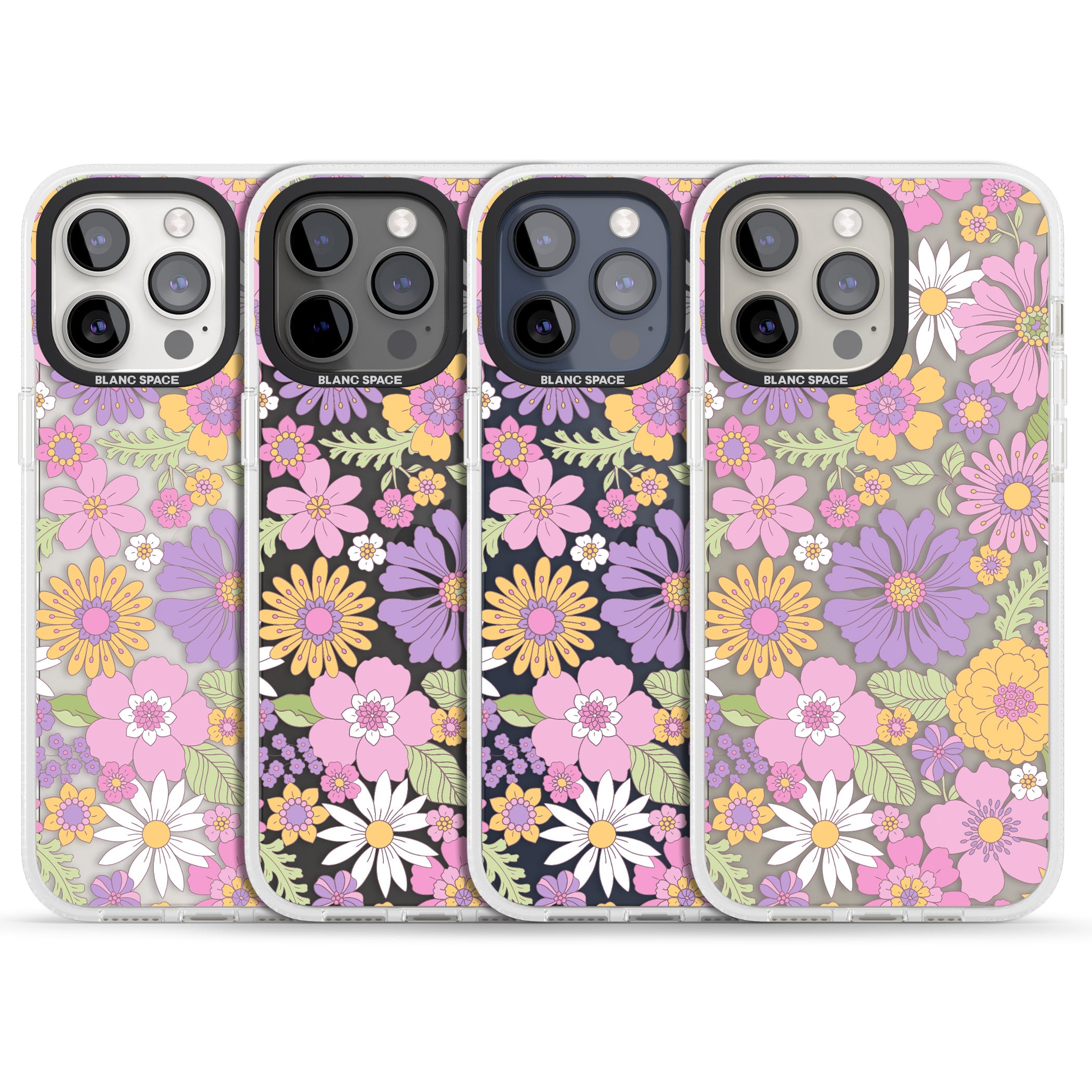 Soft Flower Mix iPhone 15 Pro Max / 15 Pro / 14 Pro Max / 14 Pro / 13 Pro Clear Case Impact Air - Blanc Space