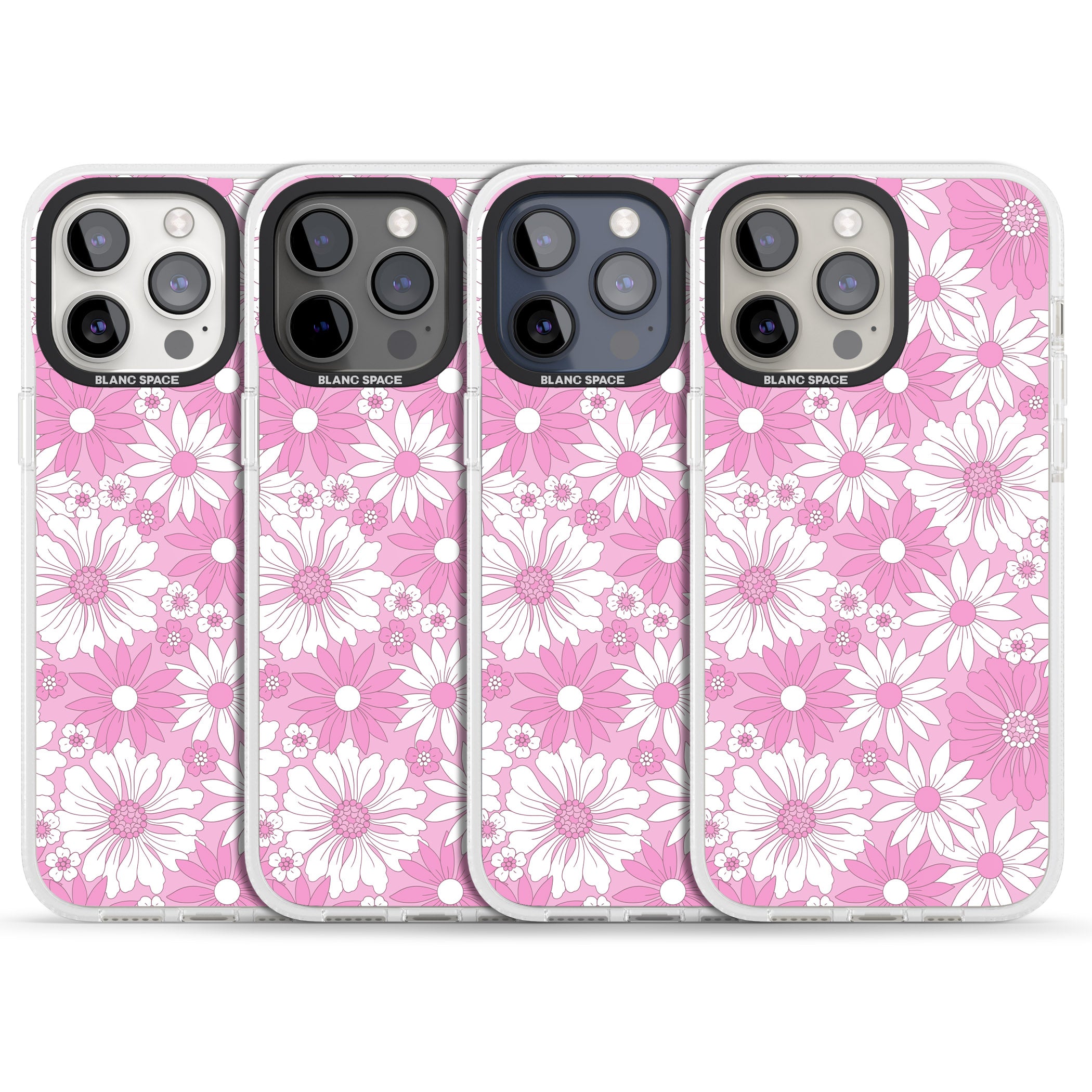 Pink & White Flowers iPhone 15 Pro Max / 15 Pro / 14 Pro Max / 14 Pro / 13 Pro Clear Case Impact Air - Blanc Space
