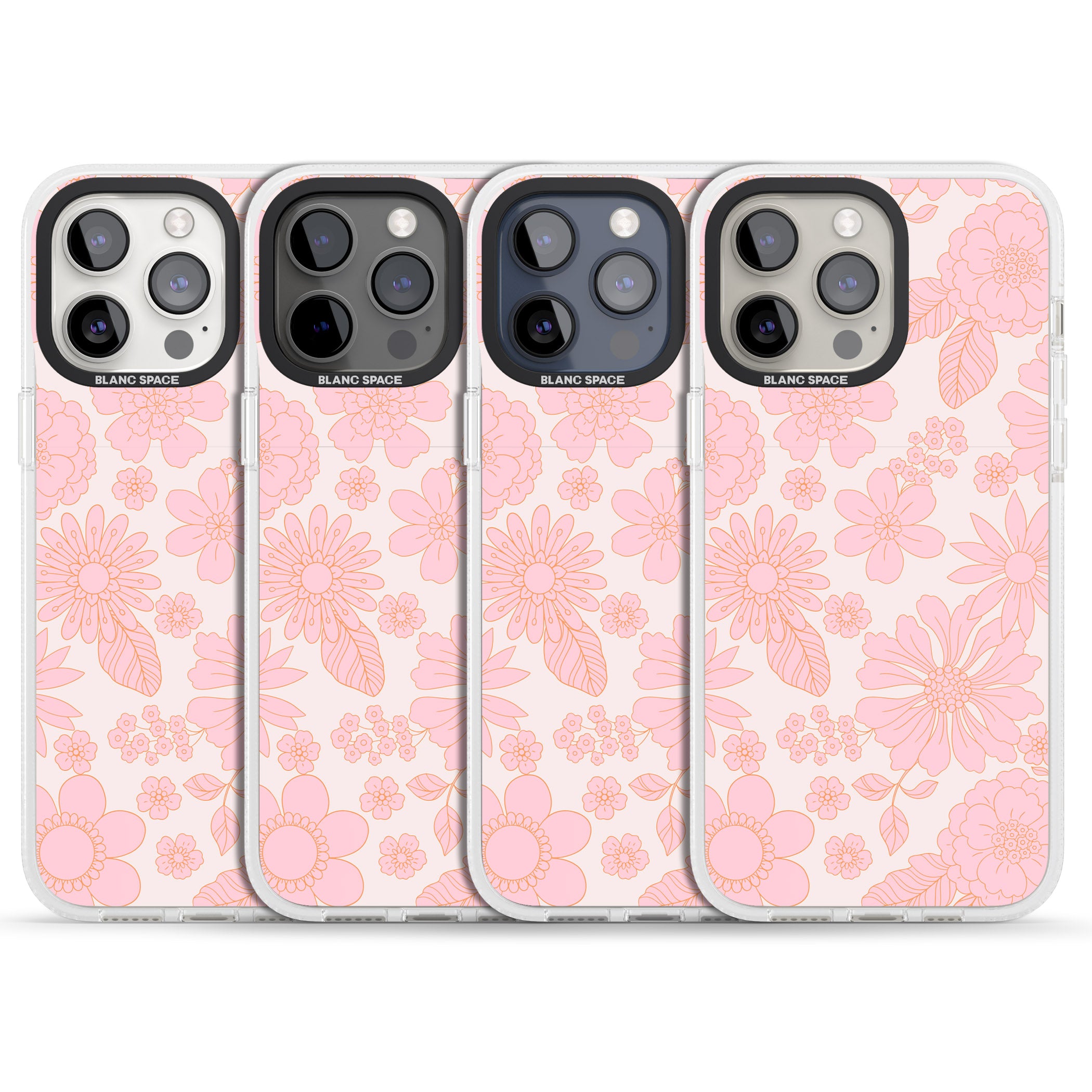 Gentle Pink Flowers iPhone 15 Pro Max / 15 Pro / 14 Pro Max / 14 Pro / 13 Pro Clear Case Impact Air - Blanc Space