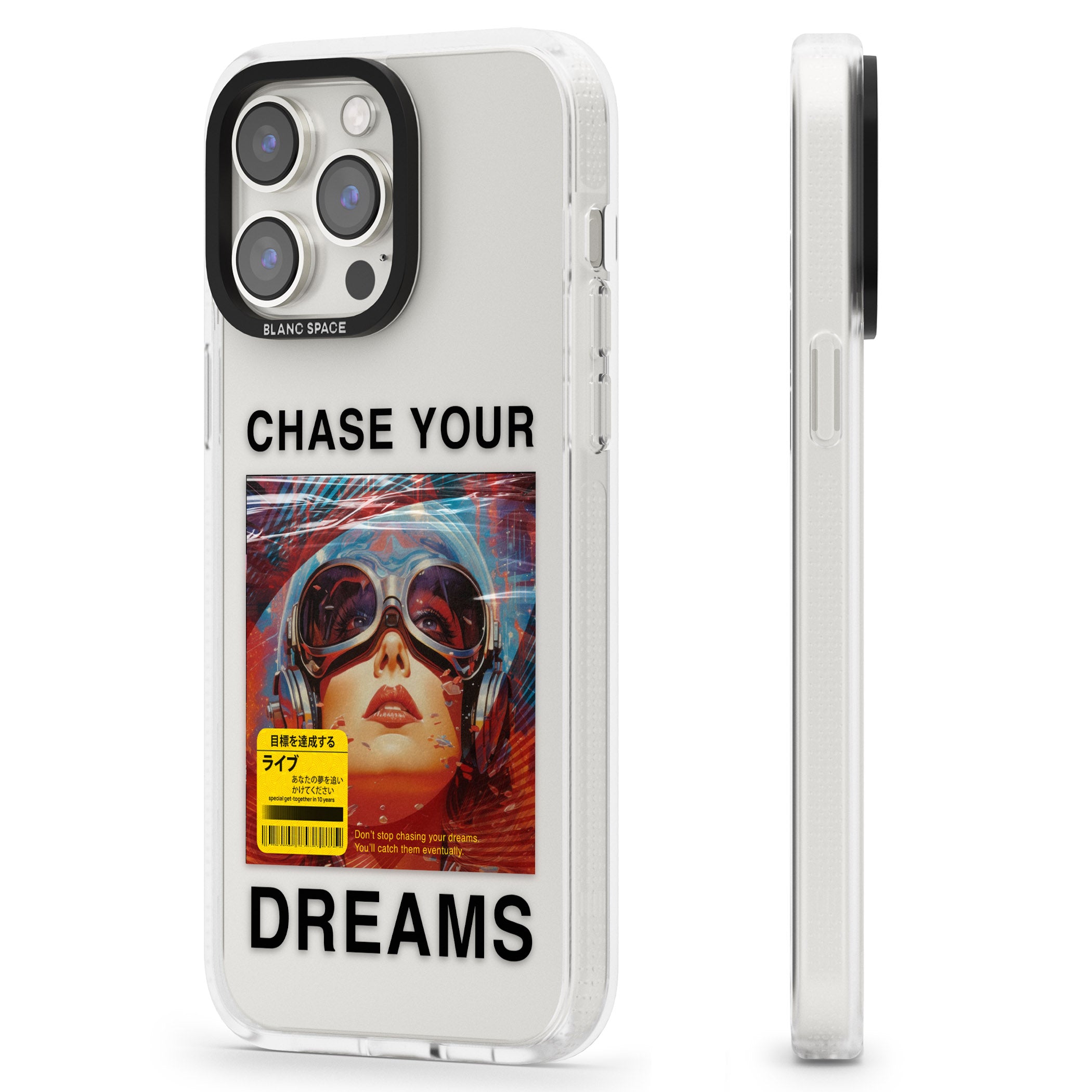 Chase Your Dreams iPhone 15 Pro Max / 15 Pro / 14 Pro Max / 14 Pro / 13 Pro Clear Case Impact Air - Blanc Space