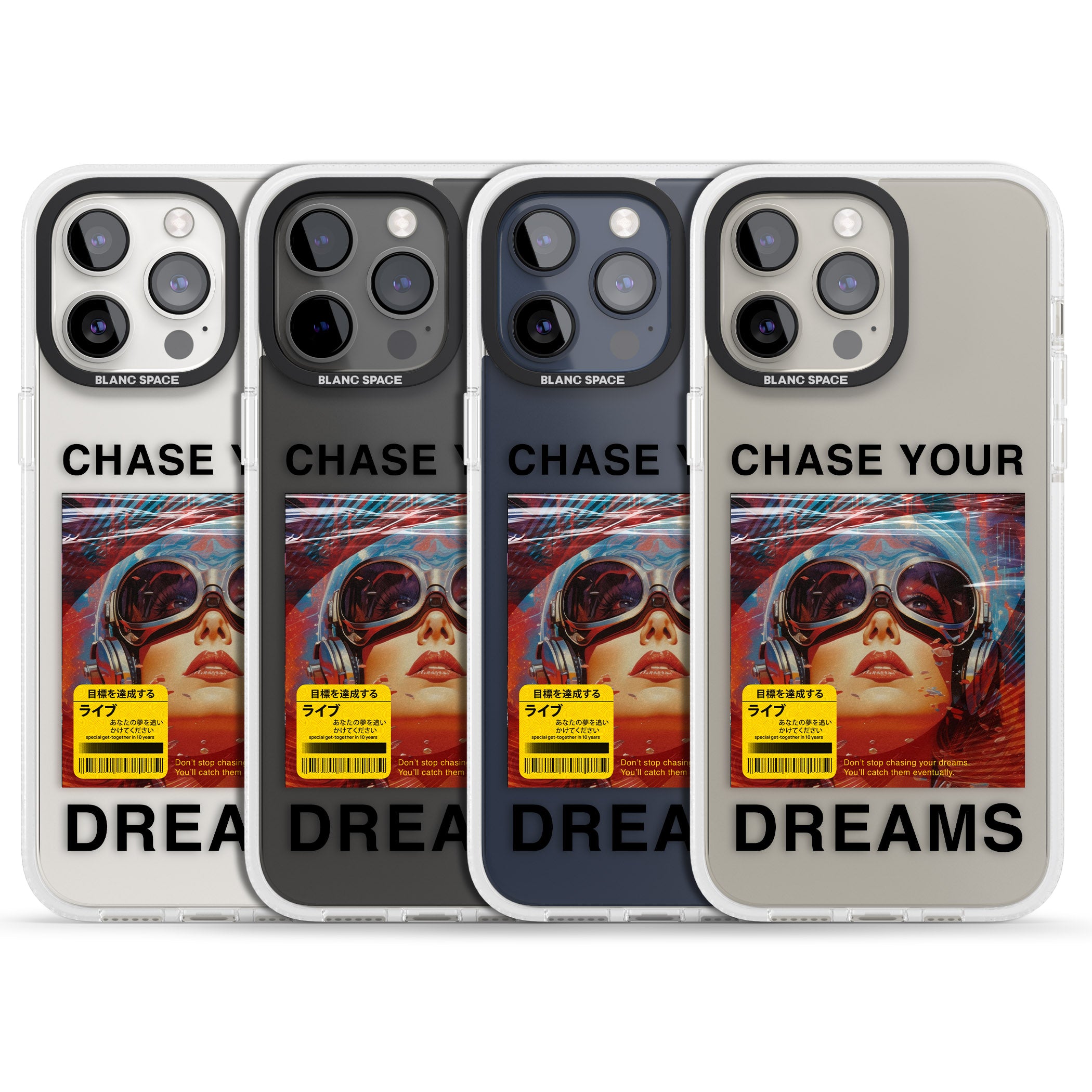 Chase Your Dreams iPhone 15 Pro Max / 15 Pro / 14 Pro Max / 14 Pro / 13 Pro Clear Case Impact Air - Blanc Space