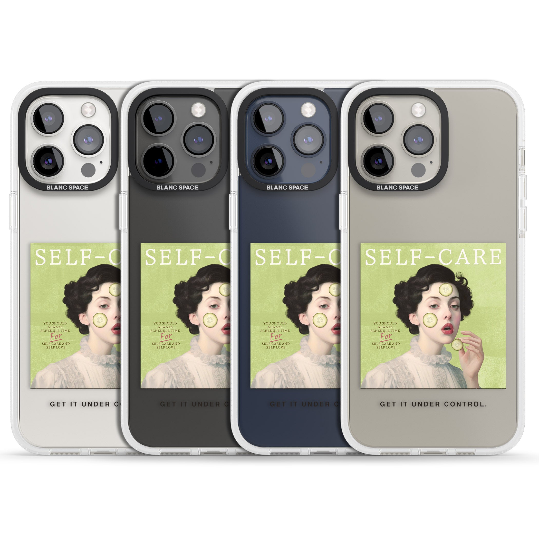 Self-Care iPhone 15 Pro Max / 15 Pro / 14 Pro Max / 14 Pro / 13 Pro Clear Case Impact Air - Blanc Space