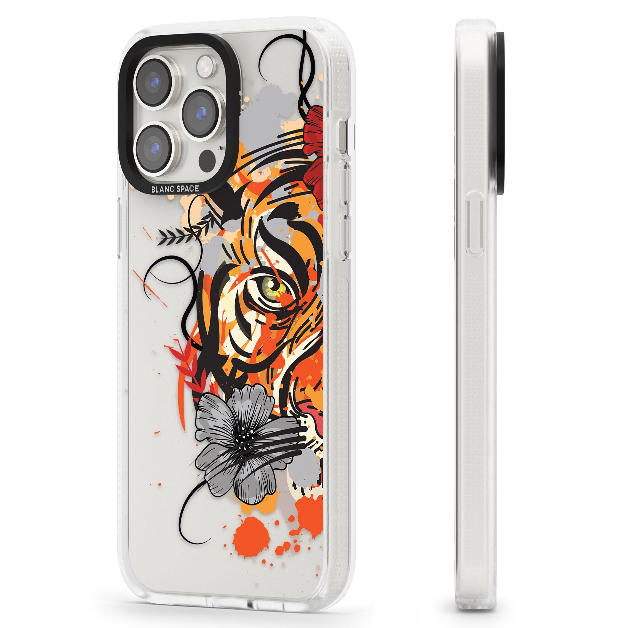 Sugar Skull Tiger iPhone 15 Pro Max / 15 Pro / 14 Pro Max / 14 Pro / 13 Pro Clear Case Impact Air - Blanc Space