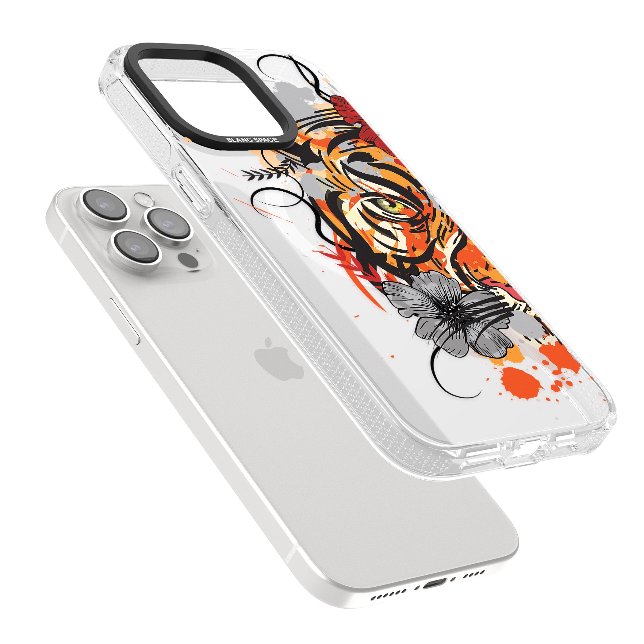 Sugar Skull Tiger iPhone 15 Pro Max / 15 Pro / 14 Pro Max / 14 Pro / 13 Pro Clear Case Impact Air - Blanc Space