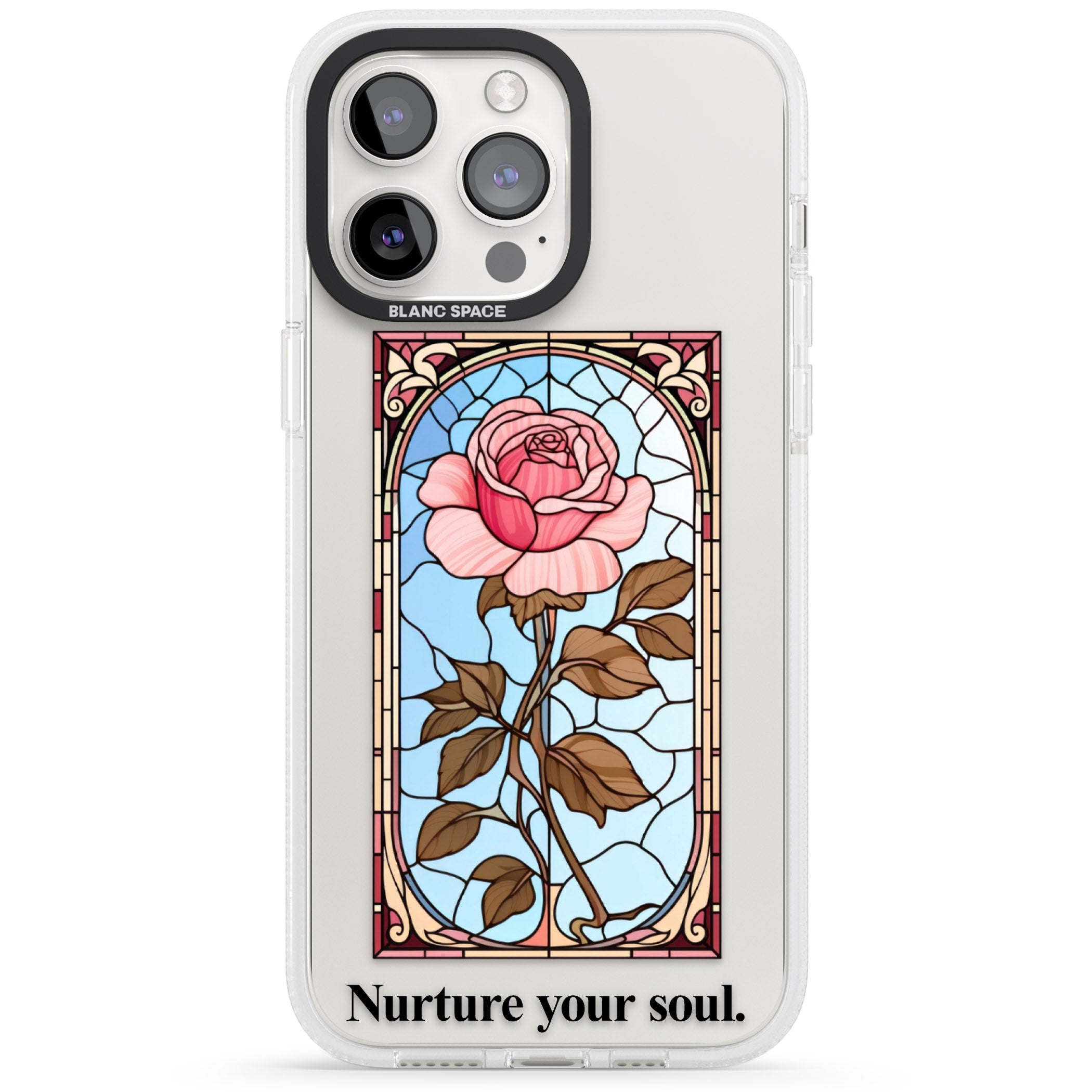 Nurture your soul iPhone 15 Pro Max / 15 Pro / 14 Pro Max / 14 Pro / 13 Pro Clear Case Impact Air - Blanc Space