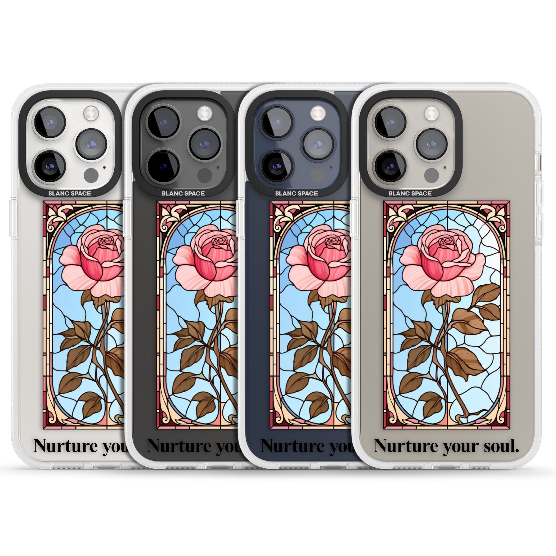 Nurture your soul iPhone 15 Pro Max / 15 Pro / 14 Pro Max / 14 Pro / 13 Pro Clear Case Impact Air - Blanc Space