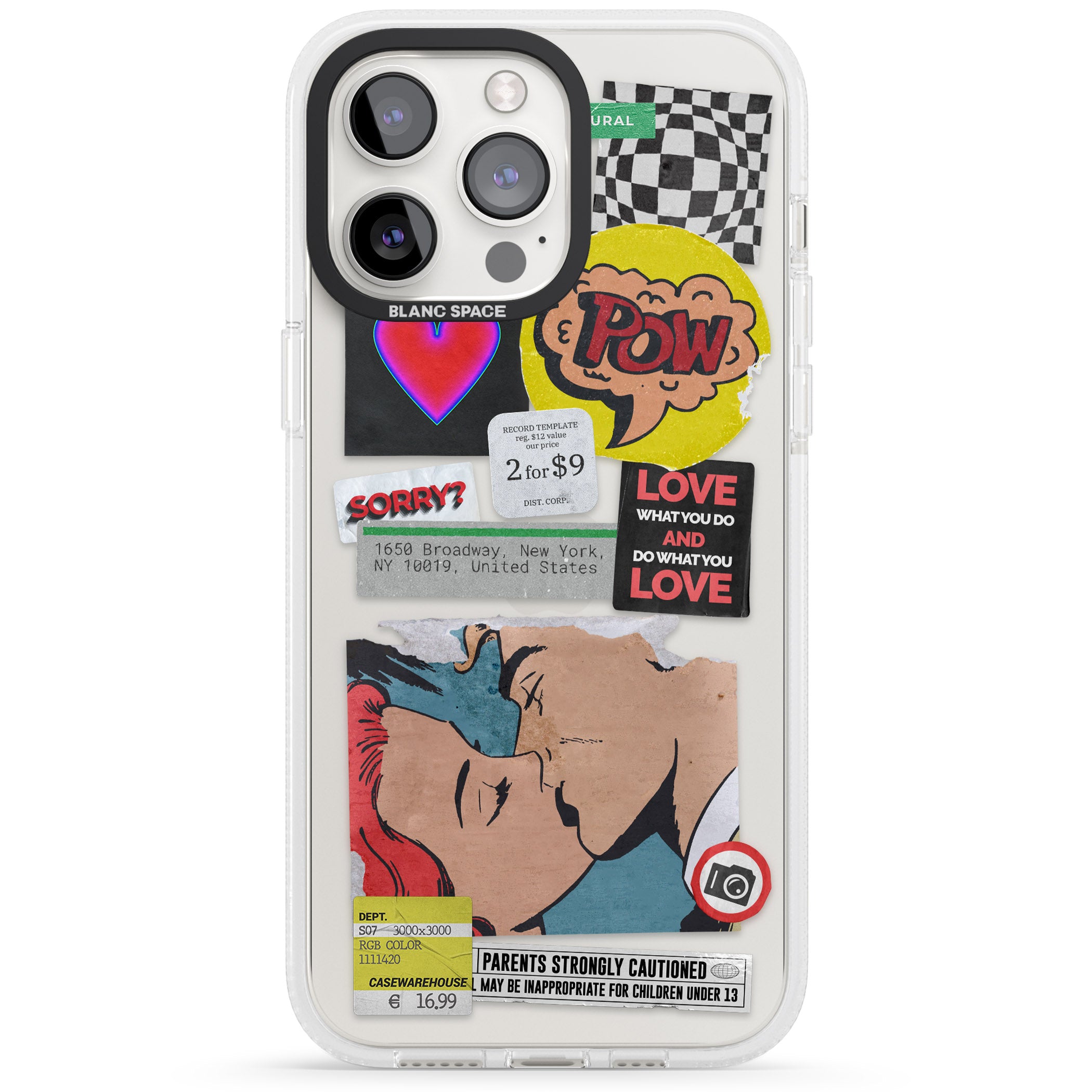 Retro Sticker Mix iPhone 15 Pro Max / 15 Pro / 14 Pro Max / 14 Pro / 13 Pro Clear Case Impact Air - Blanc Space