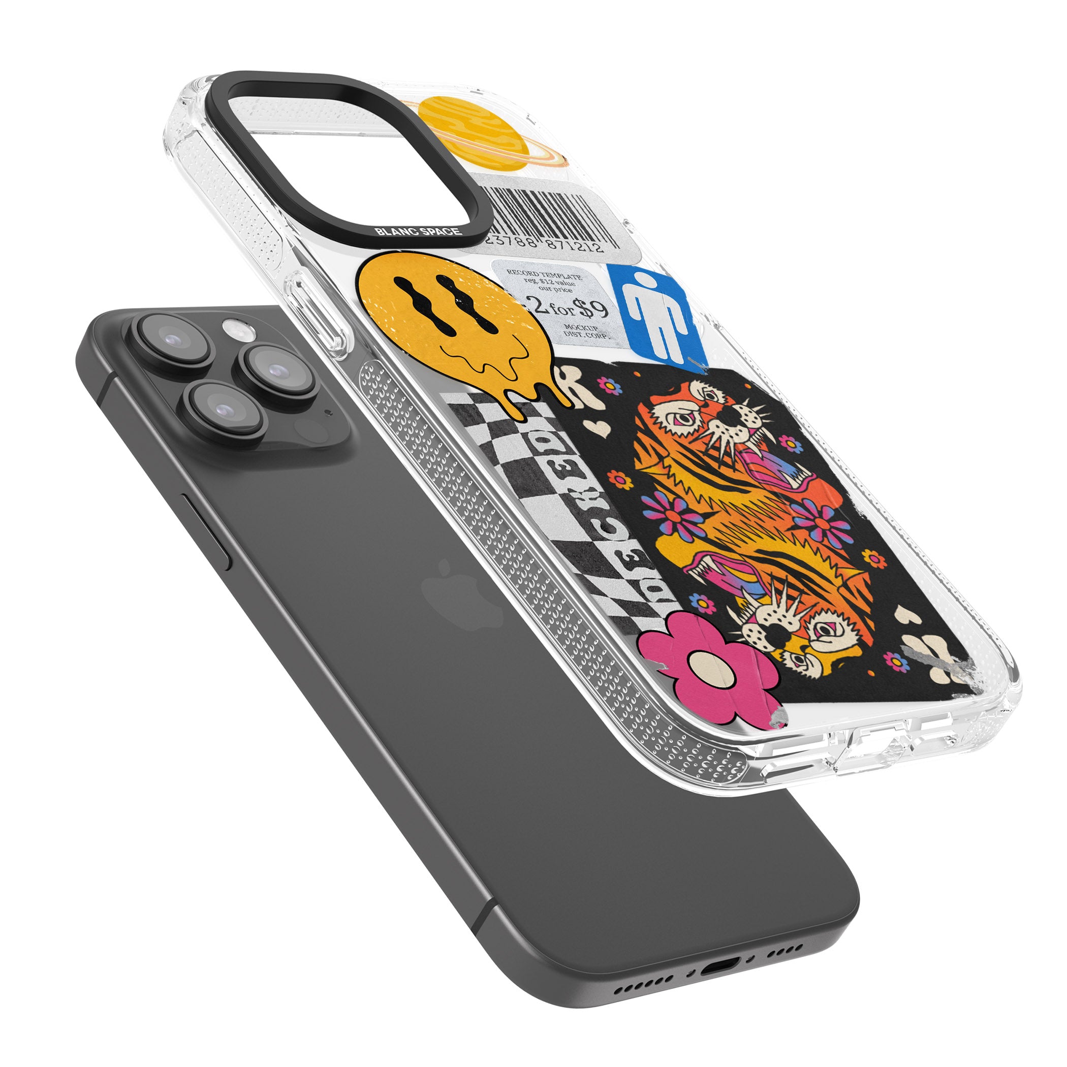 Electric Vibes iPhone 15 Pro Max / 15 Pro / 14 Pro Max / 14 Pro / 13 Pro Clear Case Impact Air - Blanc Space