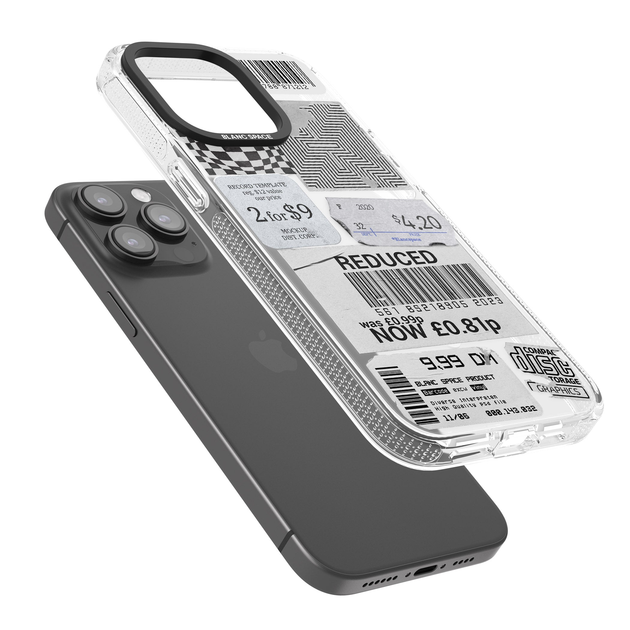 White Sticker Mix iPhone 15 Pro Max / 15 Pro / 14 Pro Max / 14 Pro / 13 Pro Clear Case Impact Air - Blanc Space