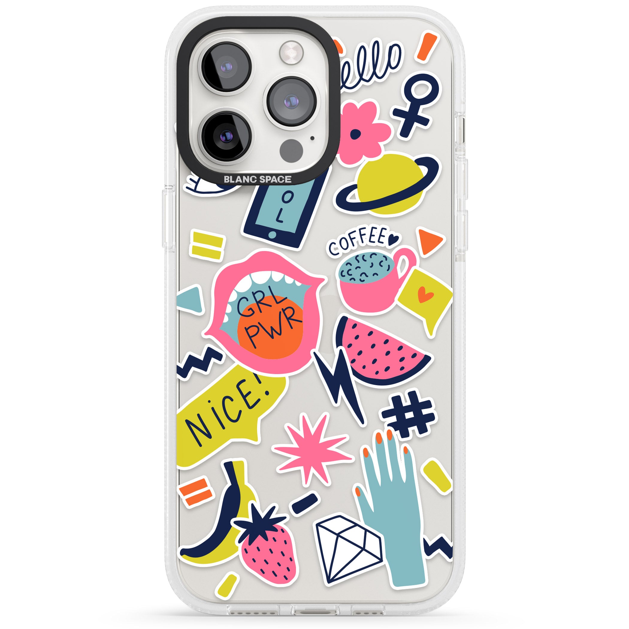 GRL PWR iPhone 15 Pro Max / 15 Pro / 14 Pro Max / 14 Pro / 13 Pro Clear Case Impact Air - Blanc Space