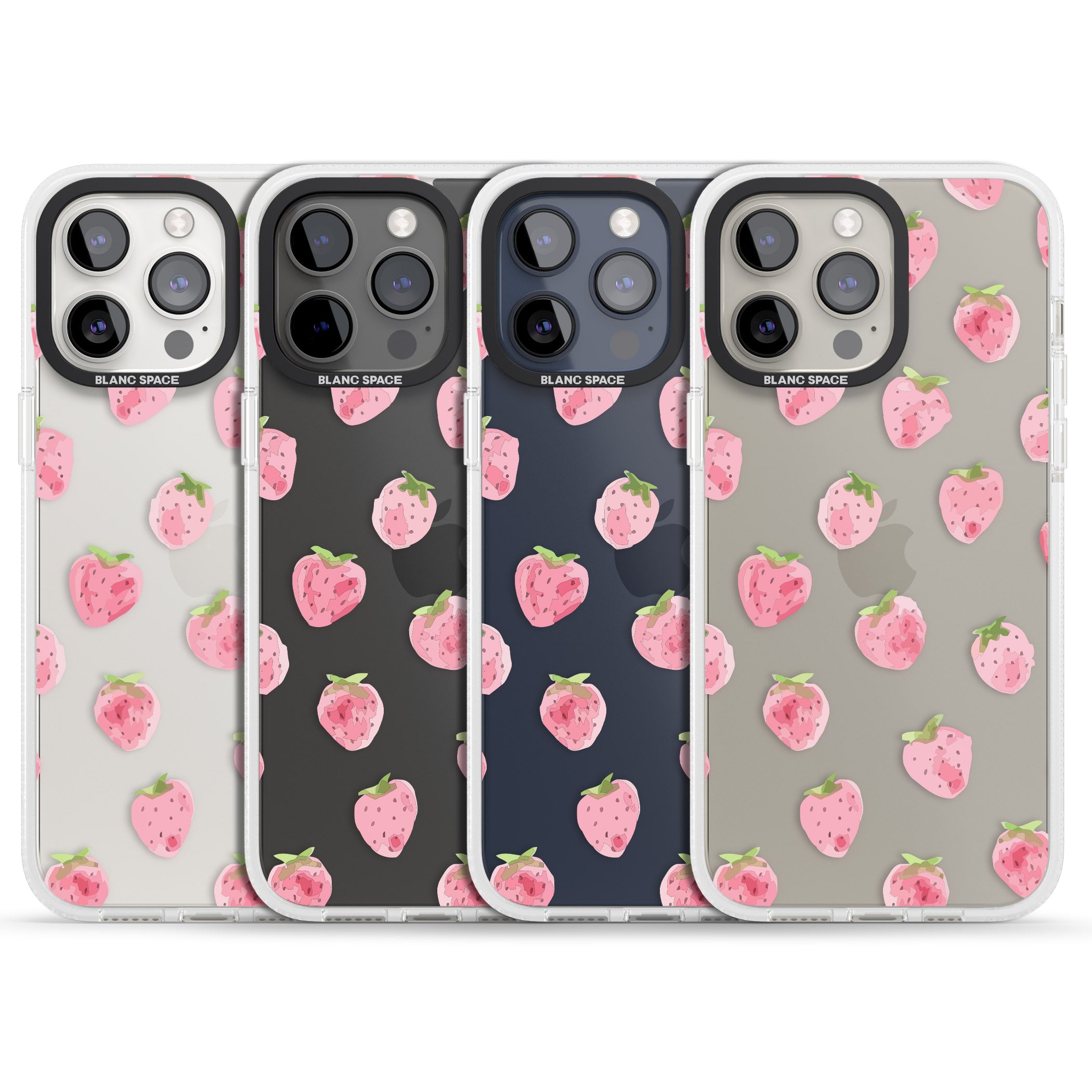 Classic Strawberry iPhone 15 Pro Max / 15 Pro / 14 Pro Max / 14 Pro / 13 Pro Clear Case Impact Air - Blanc Space