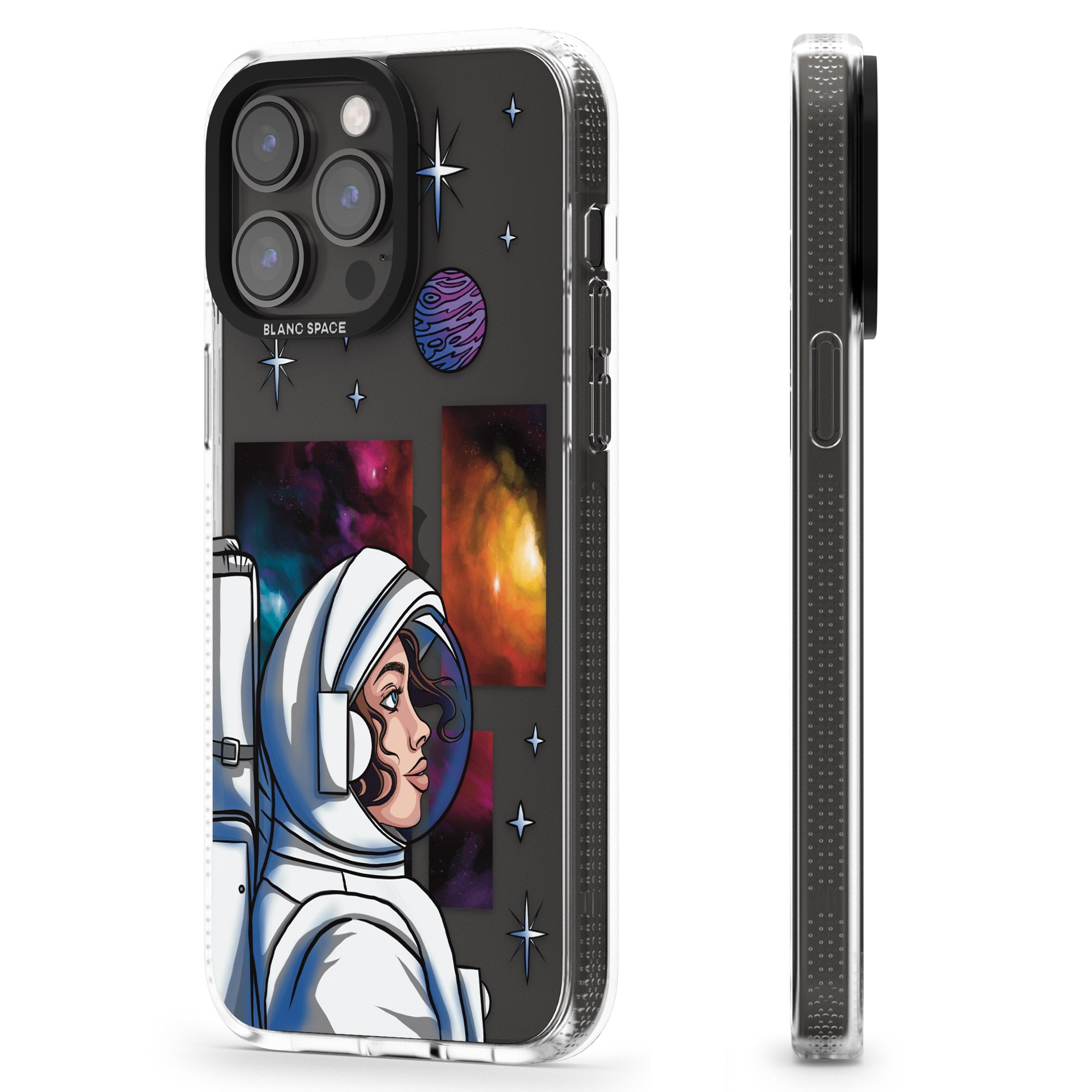 Cosmic Ambition iPhone 15 Pro Max / 15 Pro / 14 Pro Max / 14 Pro / 13 Pro Clear Case Impact Air - Blanc Space