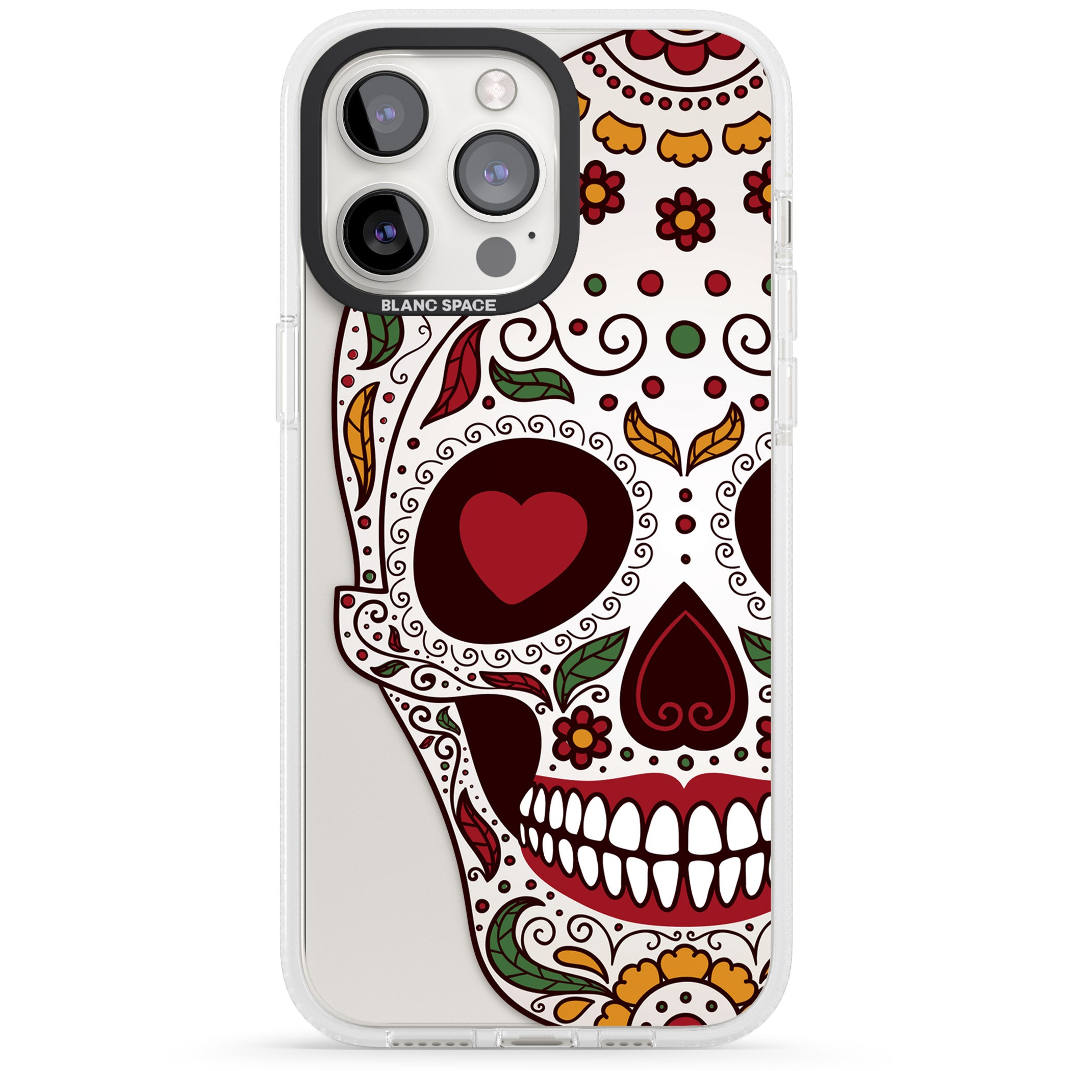 Autumn Sugar Skull iPhone 15 Pro Max / 15 Pro / 14 Pro Max / 14 Pro / 13 Pro Clear Case Impact Air - Blanc Space