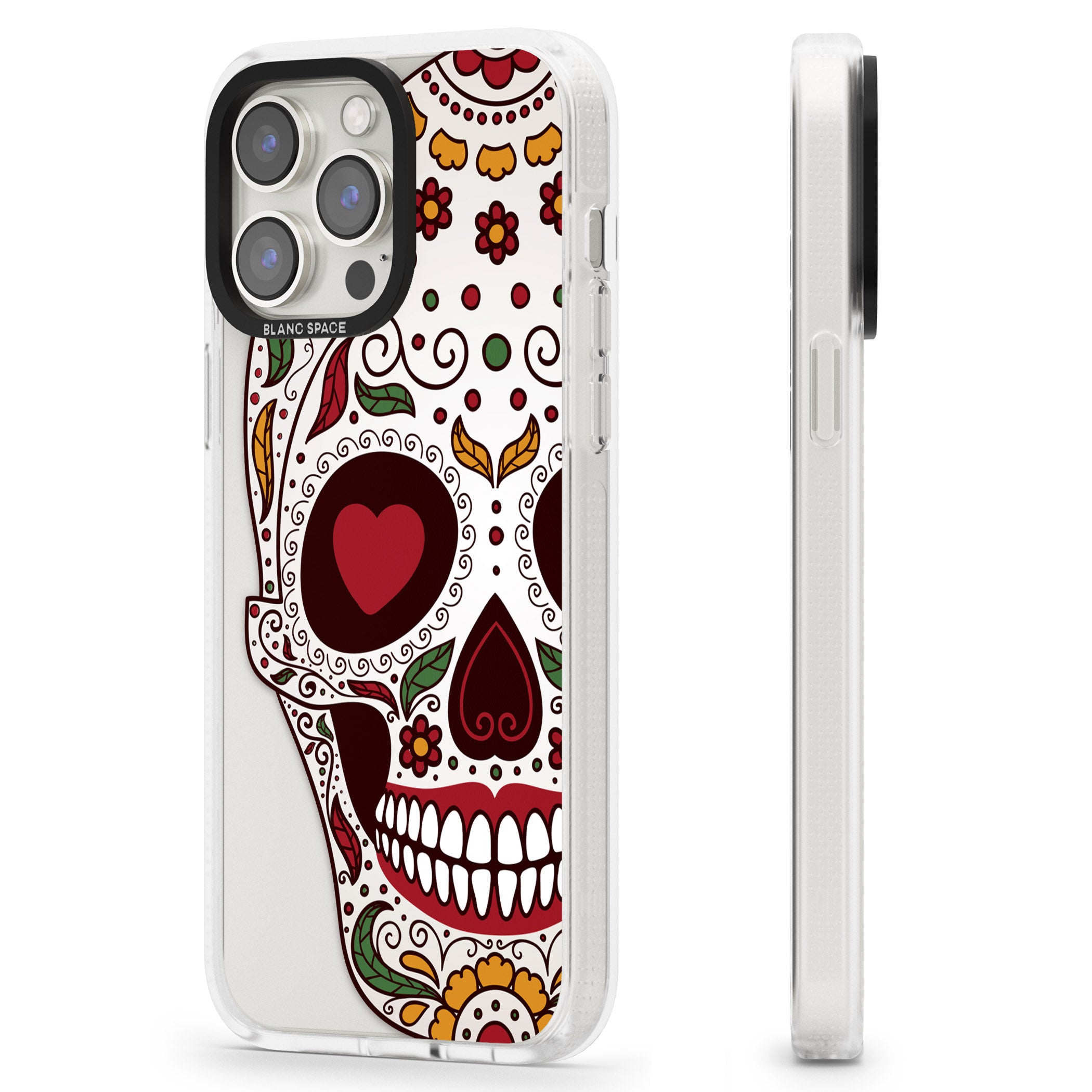 Autumn Sugar Skull iPhone 15 Pro Max / 15 Pro / 14 Pro Max / 14 Pro / 13 Pro Clear Case Impact Air - Blanc Space