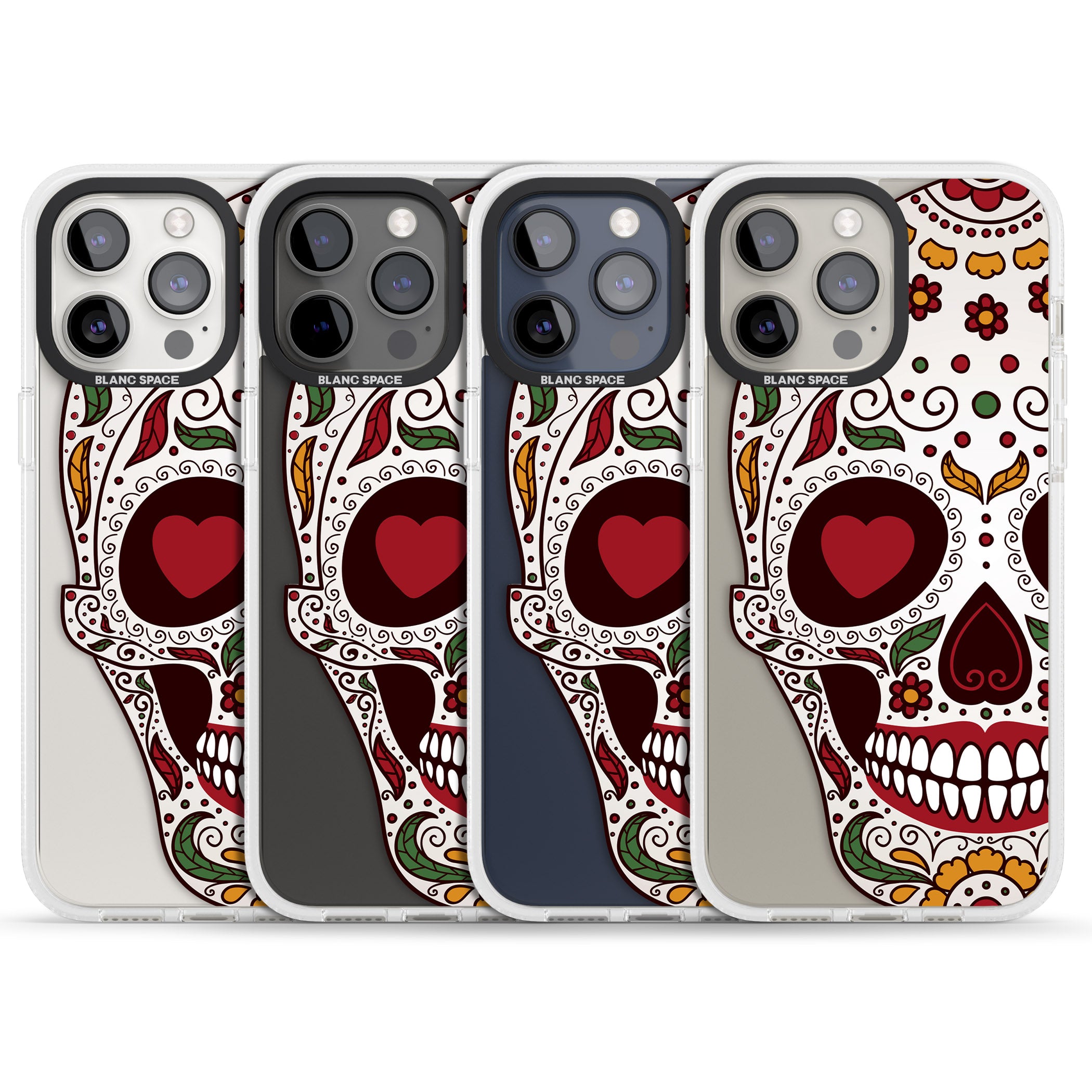 Autumn Sugar Skull iPhone 15 Pro Max / 15 Pro / 14 Pro Max / 14 Pro / 13 Pro Clear Case Impact Air - Blanc Space