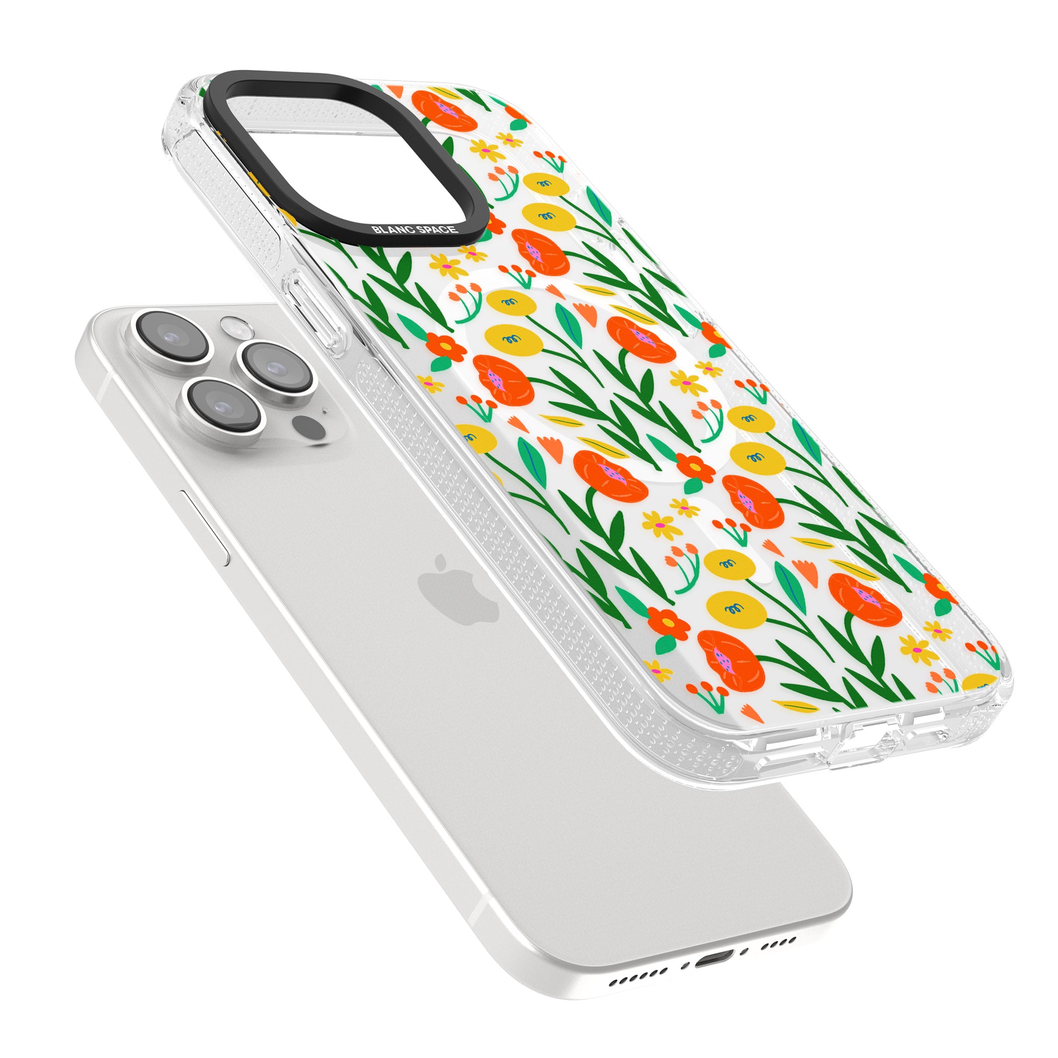 Summer Flower Fiesta iPhone 15 Pro Max / 15 Pro / 14 Pro Max / 14 Pro / 13 Pro Clear Case Impact Air - Blanc Space
