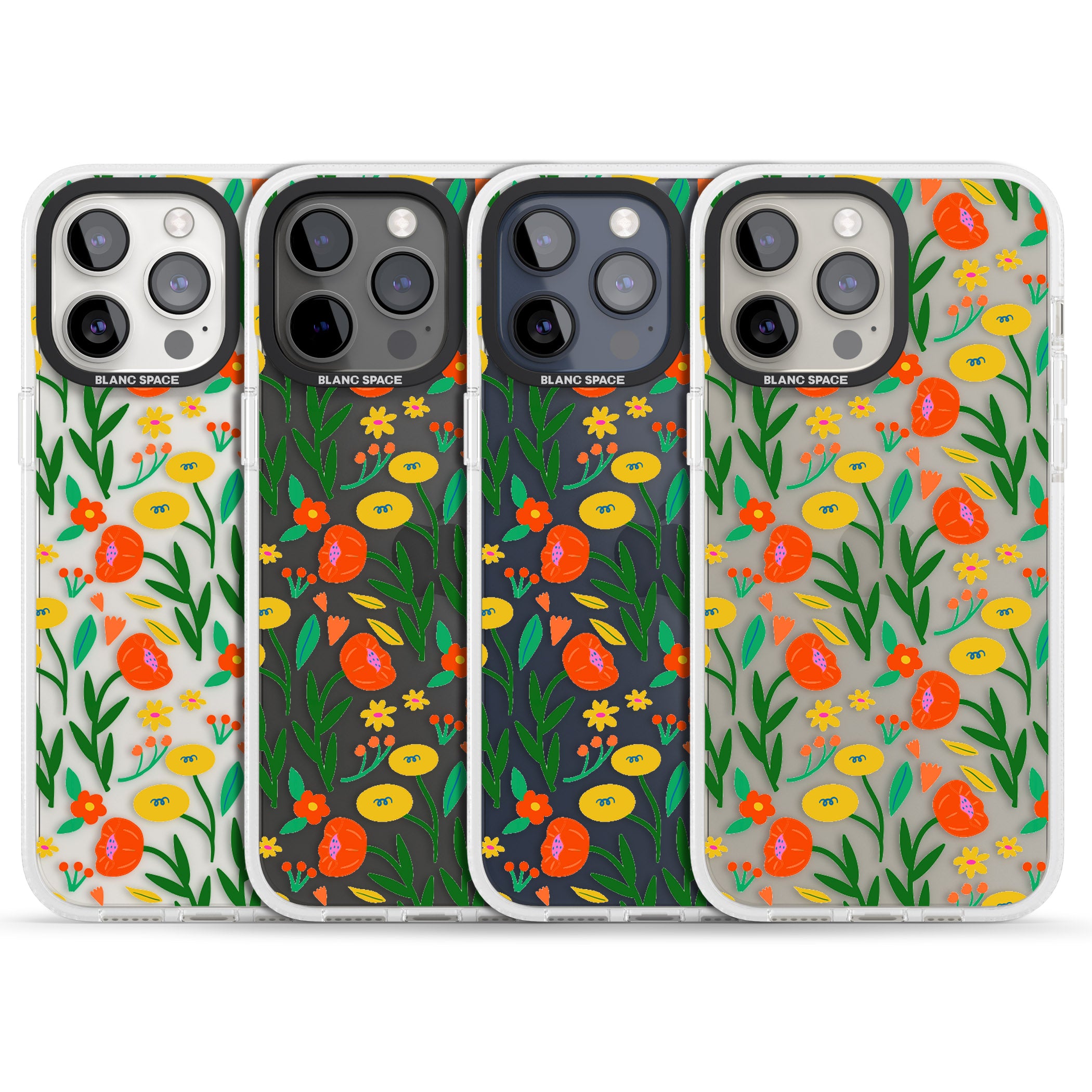 Summer Flower Fiesta iPhone 15 Pro Max / 15 Pro / 14 Pro Max / 14 Pro / 13 Pro Clear Case Impact Air - Blanc Space