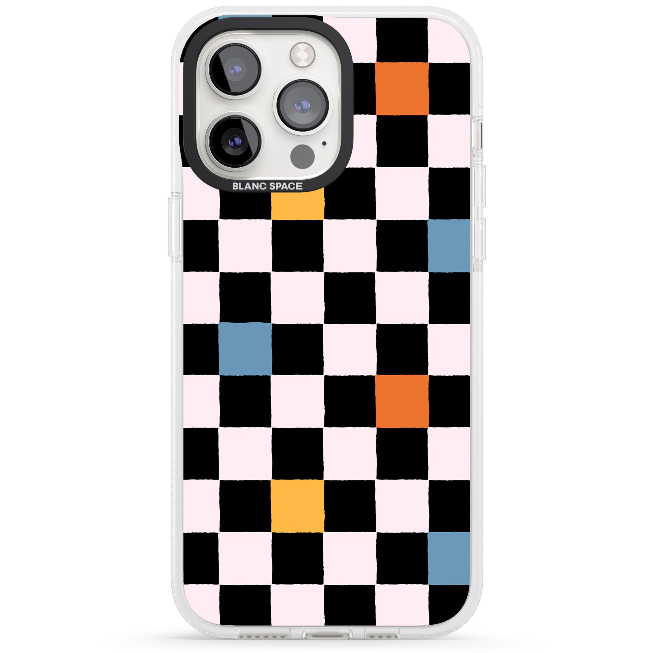 Vibrant Retro Checkered iPhone 15 Pro Max / 15 Pro / 14 Pro Max / 14 Pro / 13 Pro Clear Case Impact Air - Blanc Space