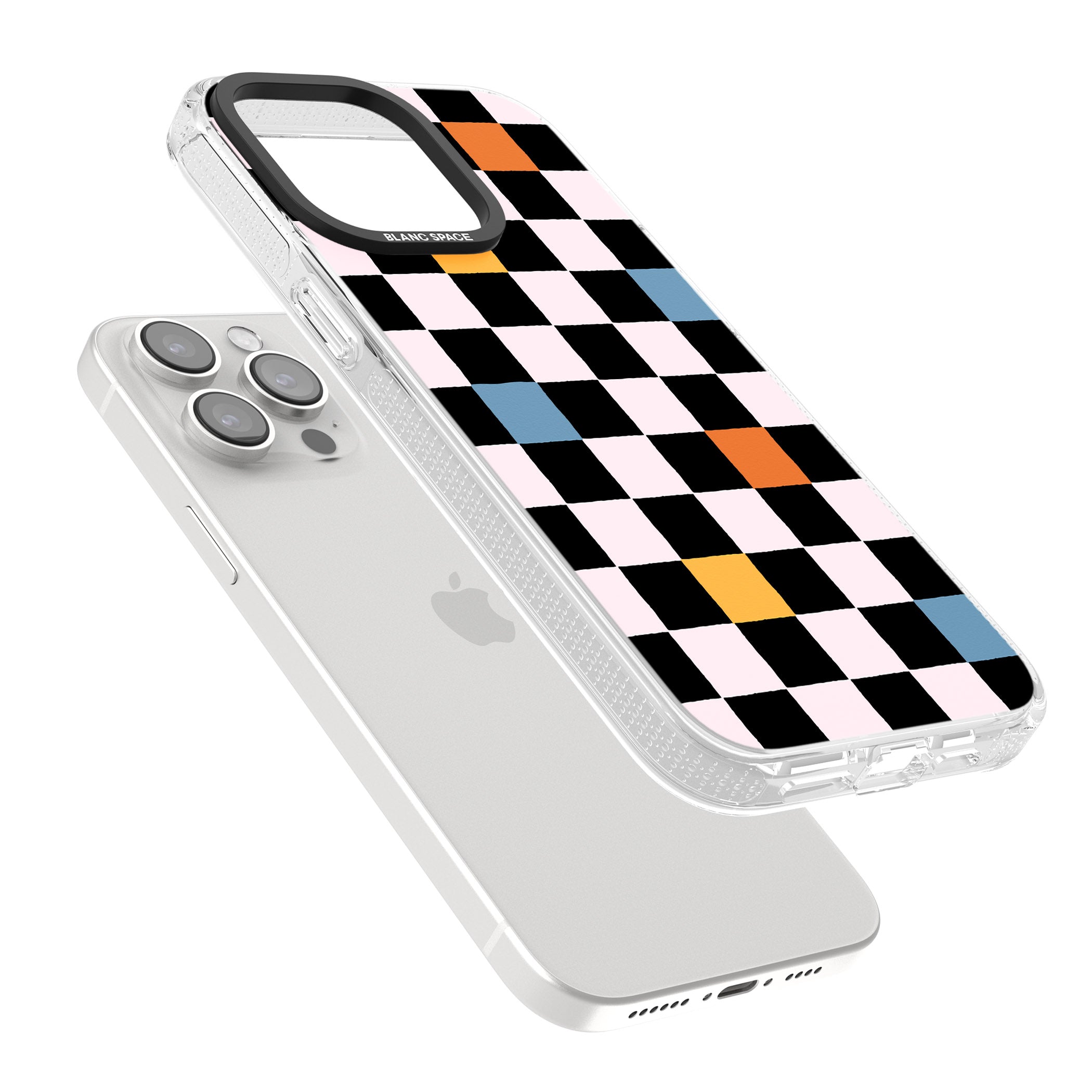 Vibrant Retro Checkered iPhone 15 Pro Max / 15 Pro / 14 Pro Max / 14 Pro / 13 Pro Clear Case Impact Air - Blanc Space