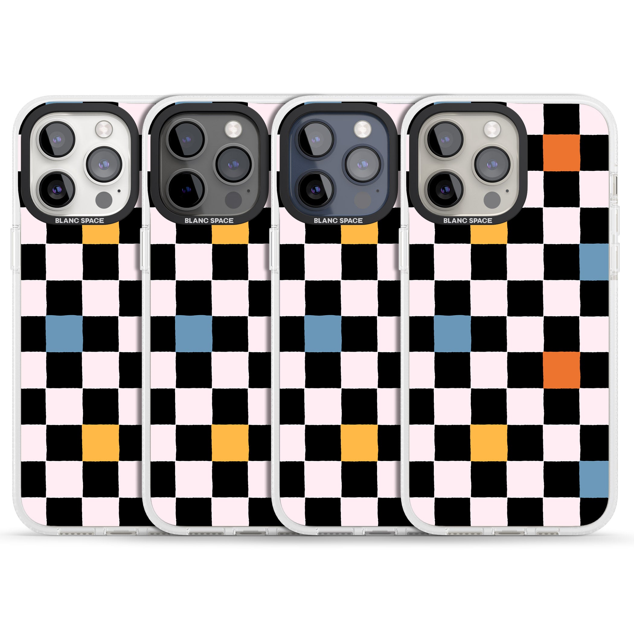 Vibrant Retro Checkered iPhone 15 Pro Max / 15 Pro / 14 Pro Max / 14 Pro / 13 Pro Clear Case Impact Air - Blanc Space