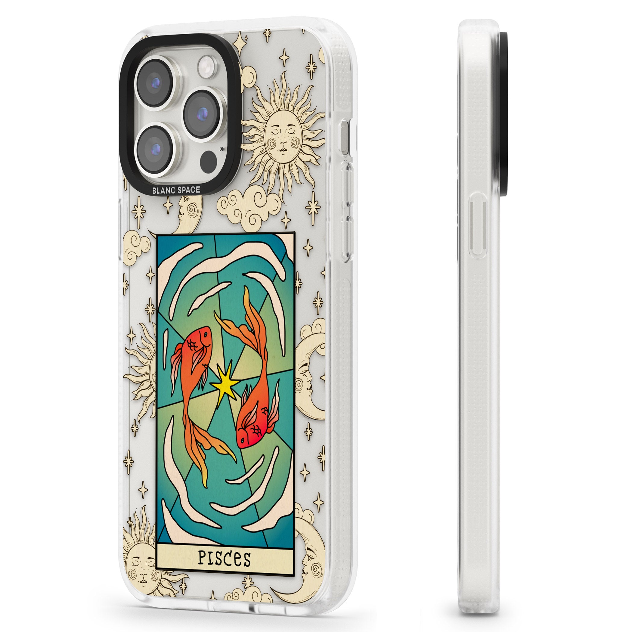 Celestial Zodiac - Pisces iPhone 15 Pro Max / 15 Pro / 14 Pro Max / 14 Pro / 13 Pro Clear Case Impact Air - Blanc Space