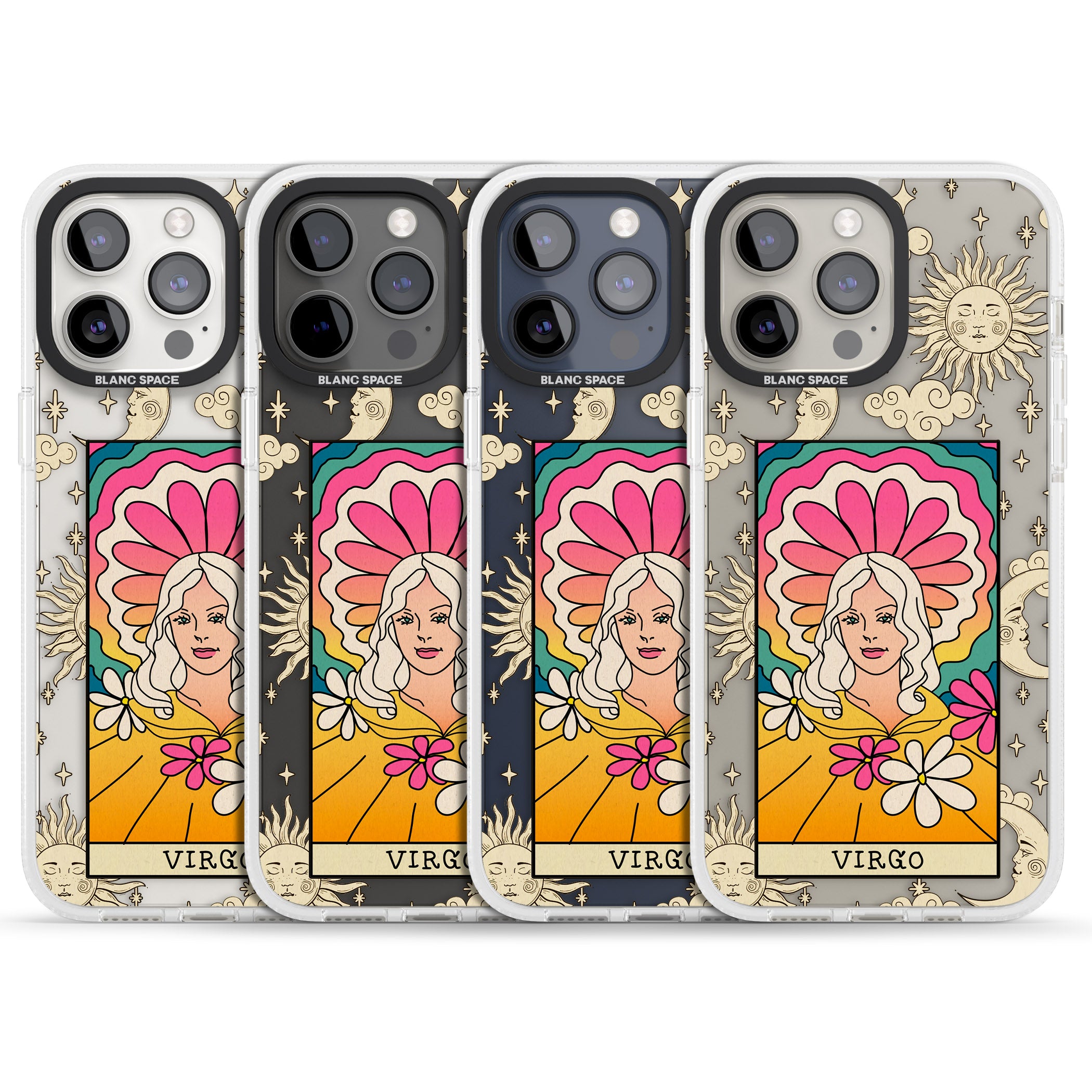 Celestial Zodiac - Virgo iPhone 15 Pro Max / 15 Pro / 14 Pro Max / 14 Pro / 13 Pro Clear Case Impact Air - Blanc Space