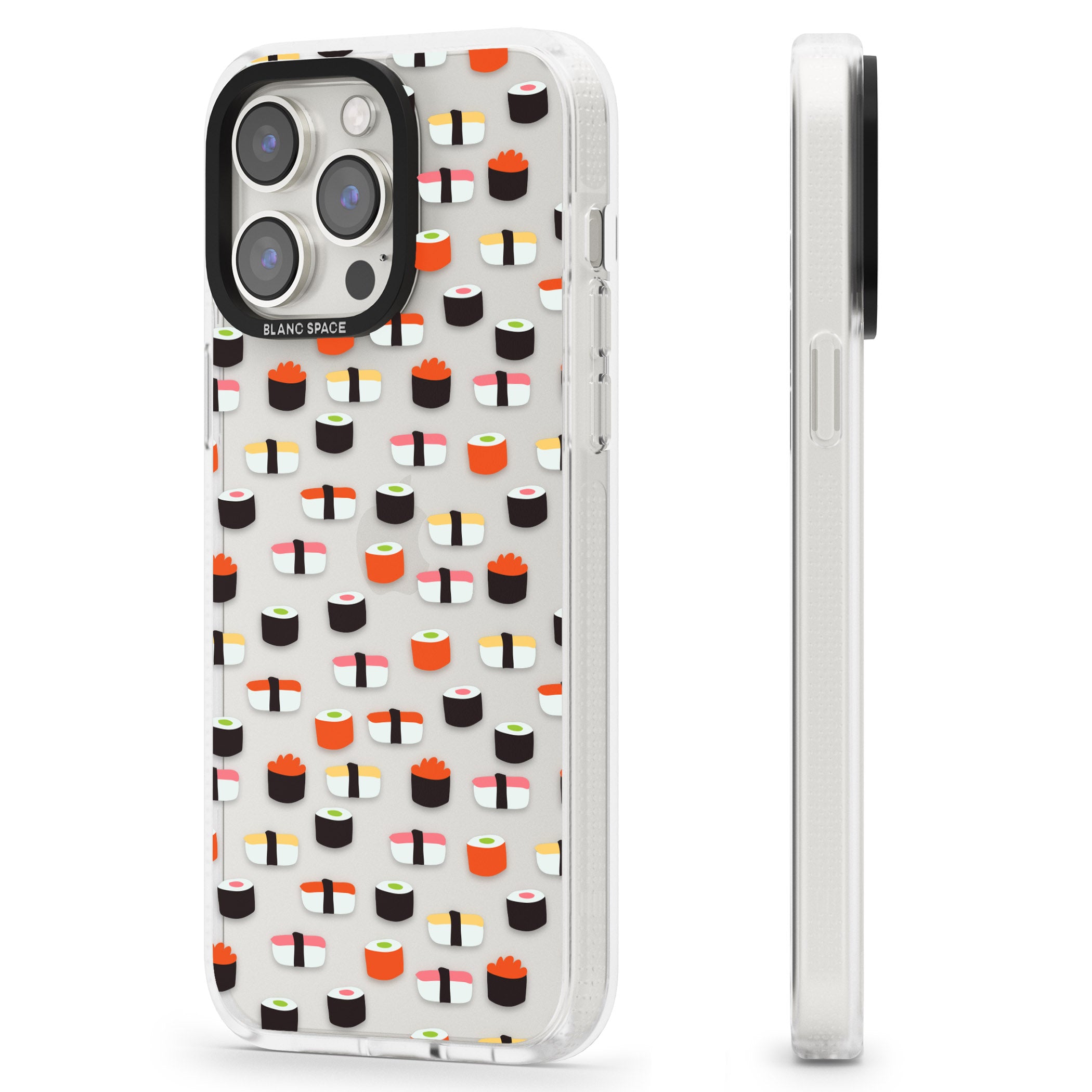 Minimalist Sushi Pattern iPhone 15 Pro Max / 15 Pro / 14 Pro Max / 14 Pro / 13 Pro Clear Case Impact Air - Blanc Space