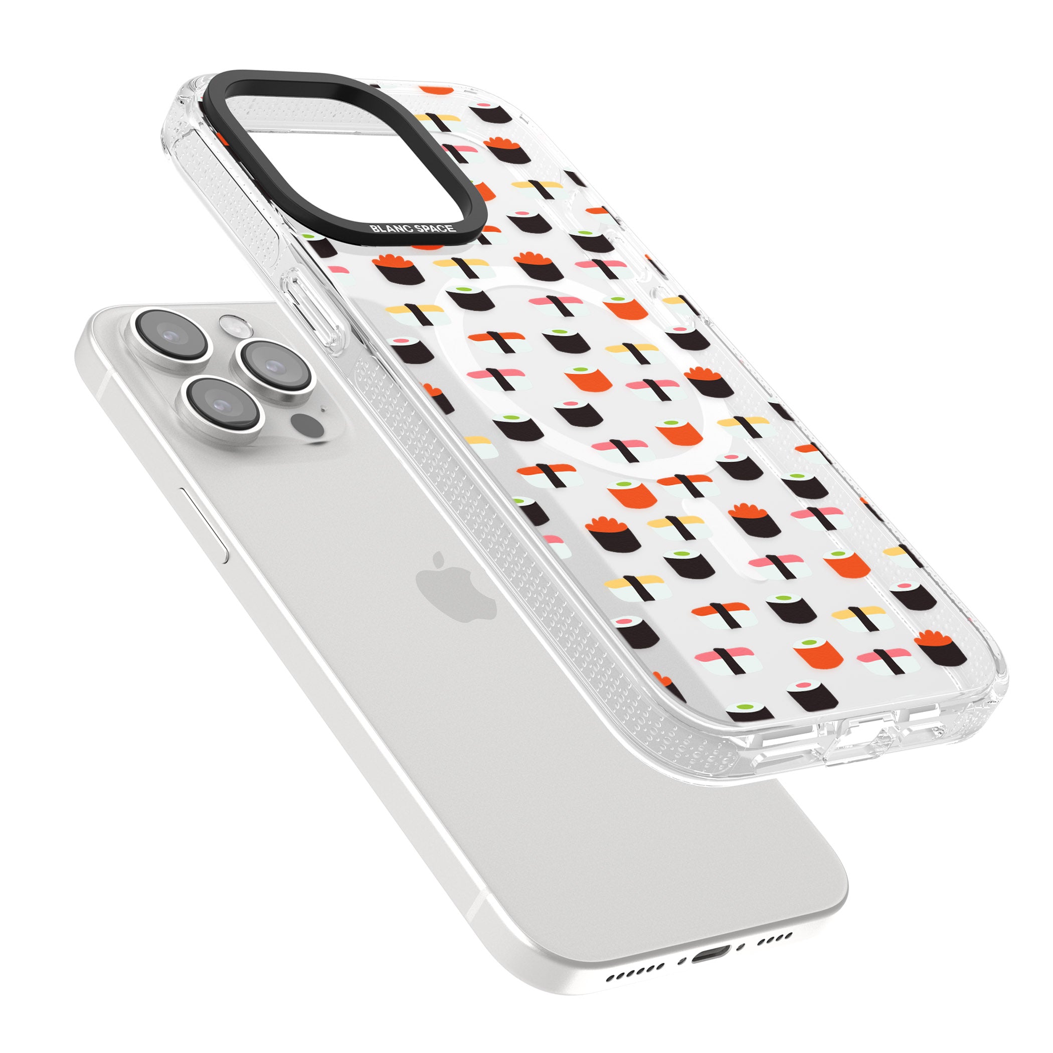 Minimalist Sushi Pattern iPhone 15 Pro Max / 15 Pro / 14 Pro Max / 14 Pro / 13 Pro Clear Case Impact Air - Blanc Space