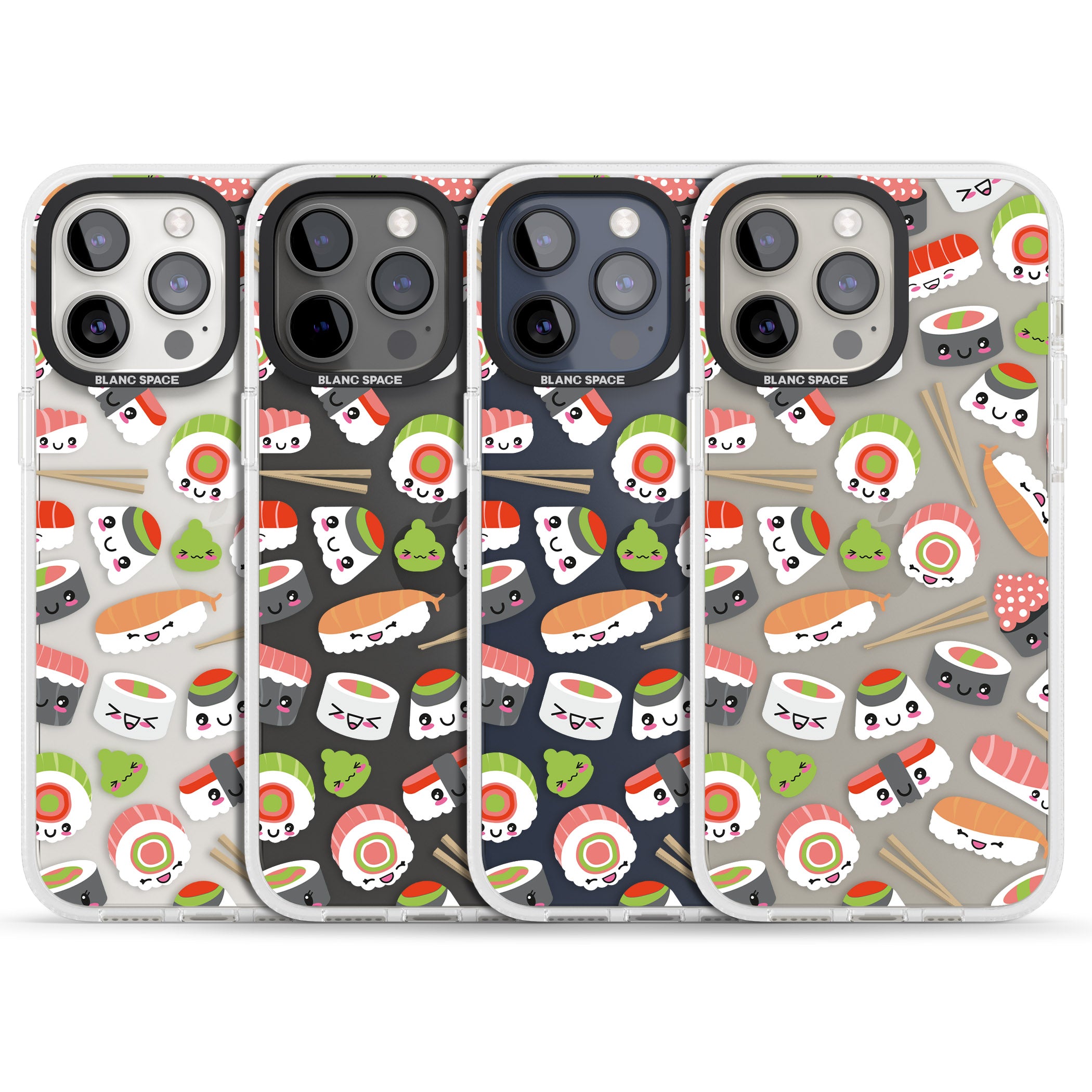 Kawaii Sushi Mix iPhone 15 Pro Max / 15 Pro / 14 Pro Max / 14 Pro / 13 Pro Clear Case Impact Air - Blanc Space
