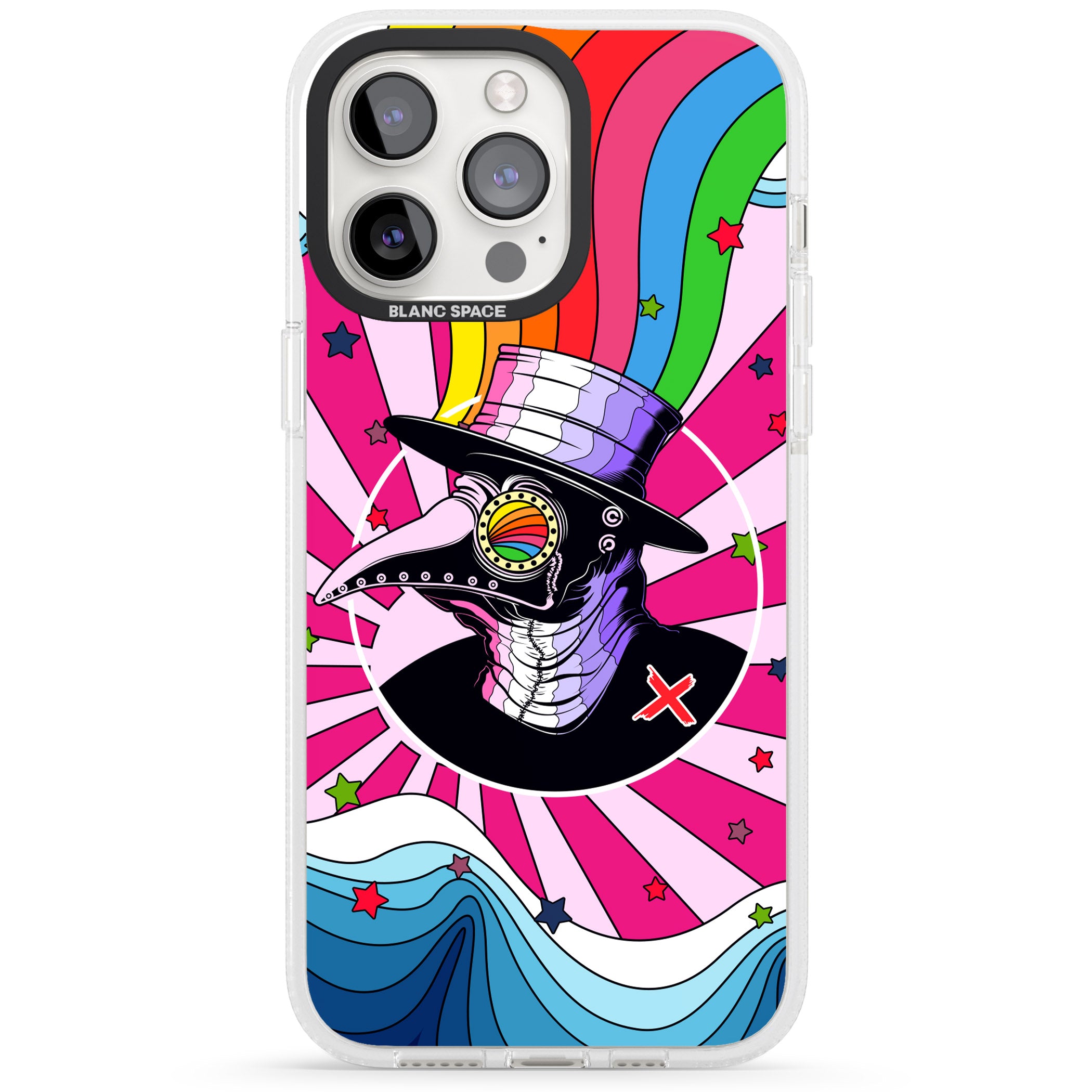 Plague Doctor Passion iPhone 15 Pro Max / 15 Pro / 14 Pro Max / 14 Pro / 13 Pro Clear Case Impact Air - Blanc Space