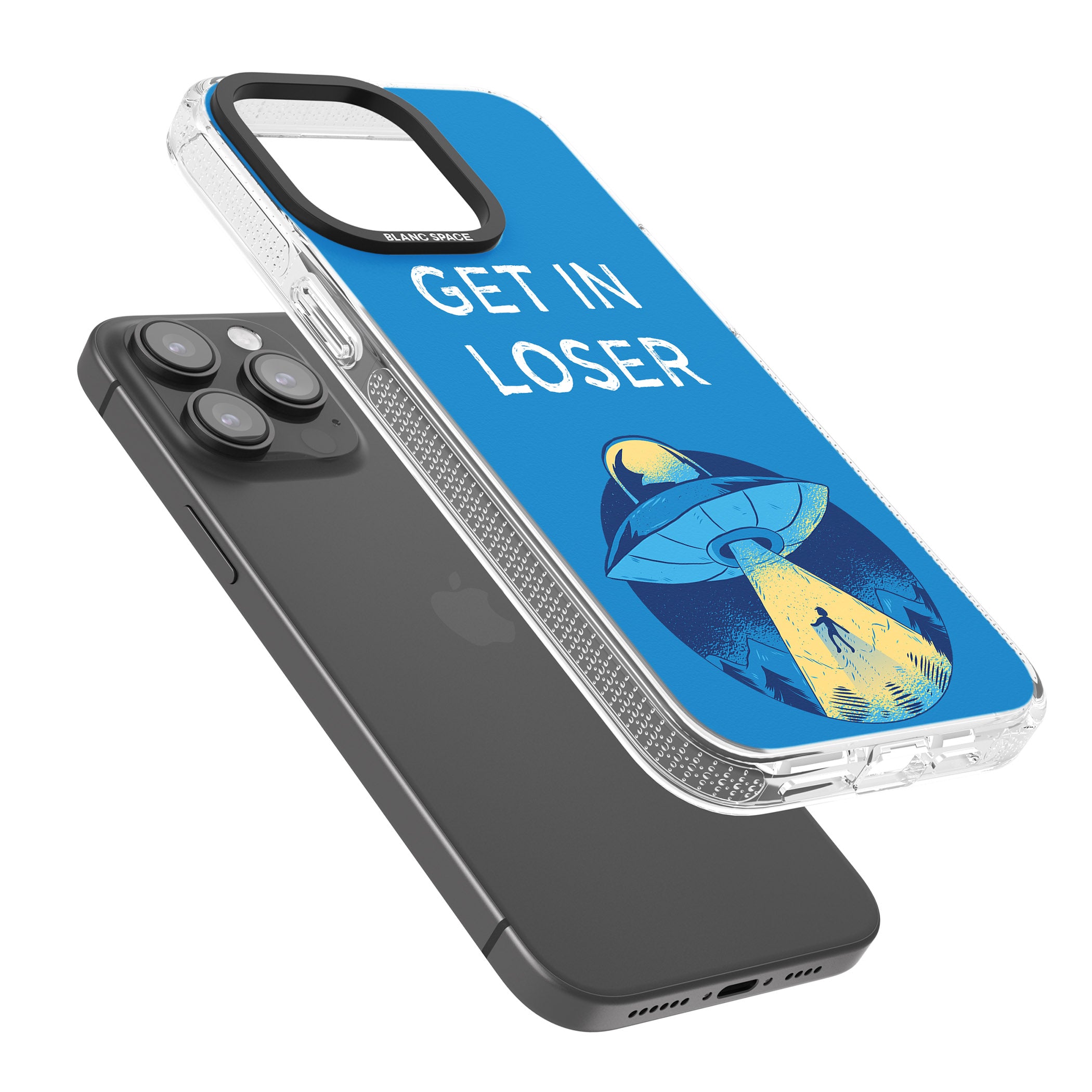 Get in Loser UFO iPhone 15 Pro Max / 15 Pro / 14 Pro Max / 14 Pro / 13 Pro Clear Case Impact Air - Blanc Space