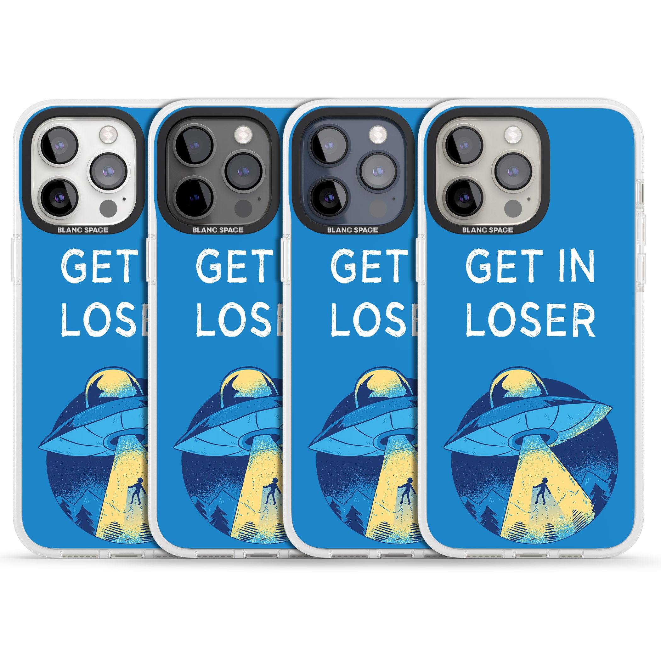 Get in Loser UFO iPhone 15 Pro Max / 15 Pro / 14 Pro Max / 14 Pro / 13 Pro Clear Case Impact Air - Blanc Space