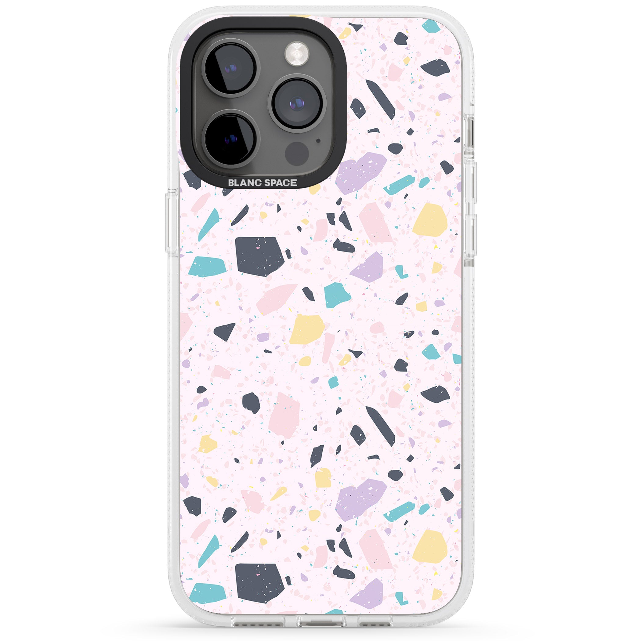 Pink, Purple & Turquoise Terrazzo Pattern iPhone 15 Pro Max / 15 Pro / 14 Pro Max / 14 Pro / 13 Pro Clear Case Impact Air - Blanc Space