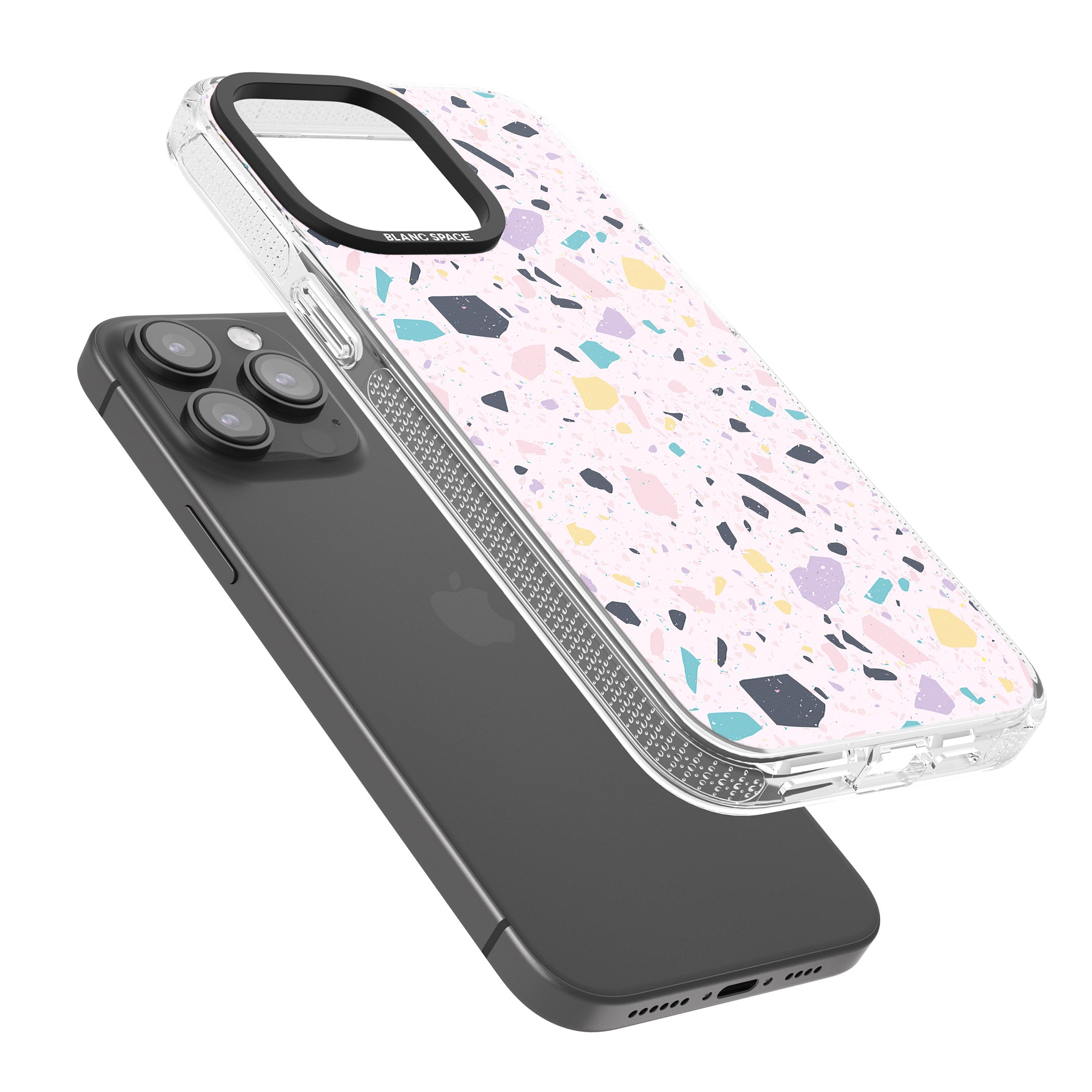 Pink, Purple & Turquoise Terrazzo Pattern iPhone 15 Pro Max / 15 Pro / 14 Pro Max / 14 Pro / 13 Pro Clear Case Impact Air - Blanc Space
