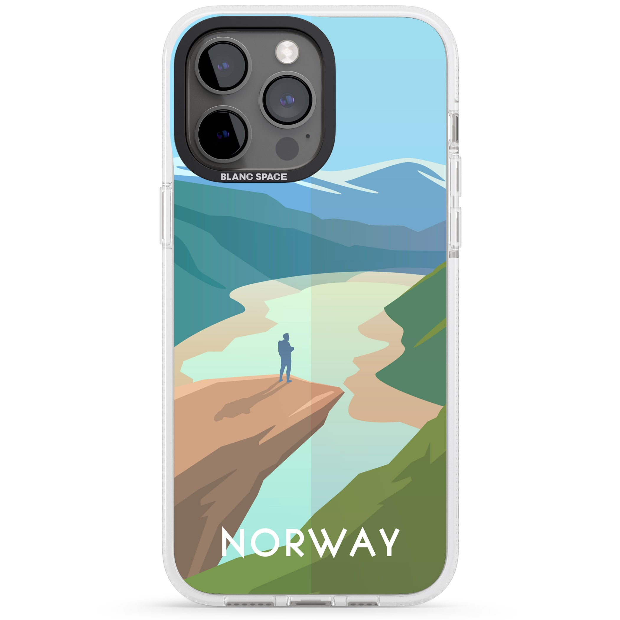 Vintage Travel Poster Norway iPhone 15 Pro Max / 15 Pro / 14 Pro Max / 14 Pro / 13 Pro Clear Case Impact Air - Blanc Space