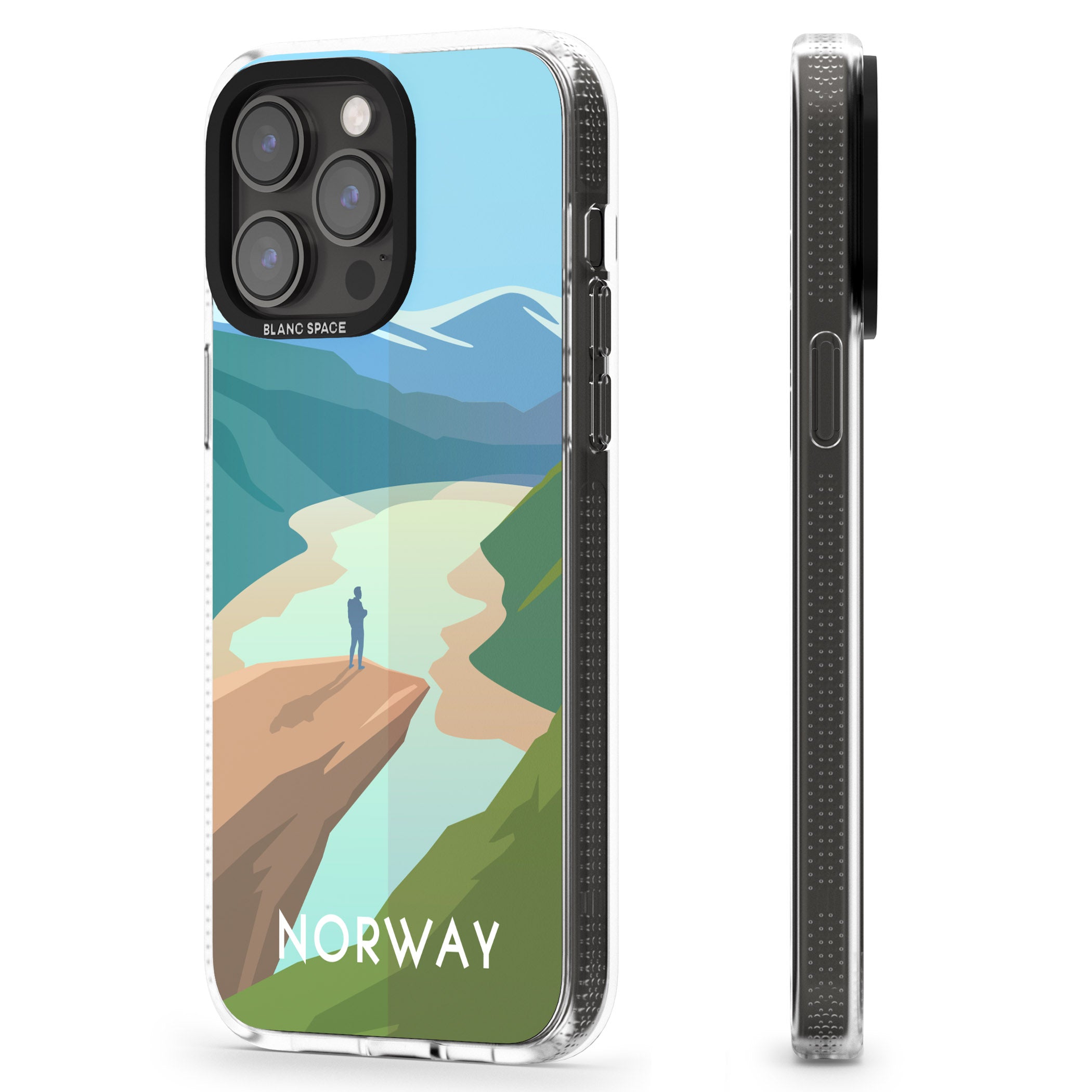 Vintage Travel Poster Norway iPhone 15 Pro Max / 15 Pro / 14 Pro Max / 14 Pro / 13 Pro Clear Case Impact Air - Blanc Space