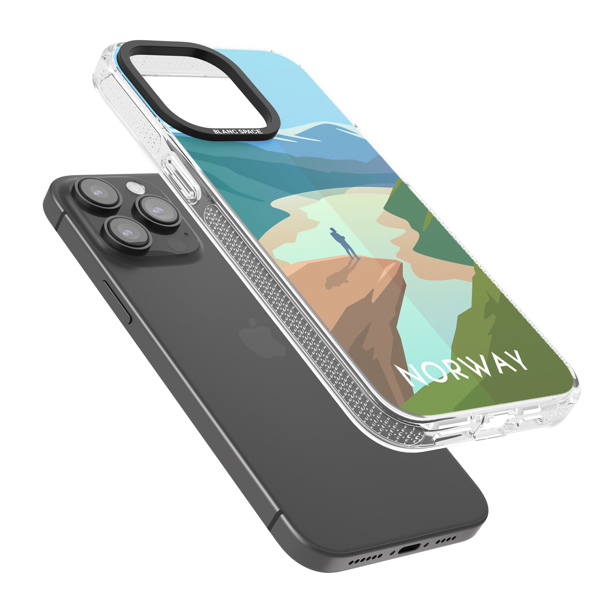 Vintage Travel Poster Norway iPhone 15 Pro Max / 15 Pro / 14 Pro Max / 14 Pro / 13 Pro Clear Case Impact Air - Blanc Space