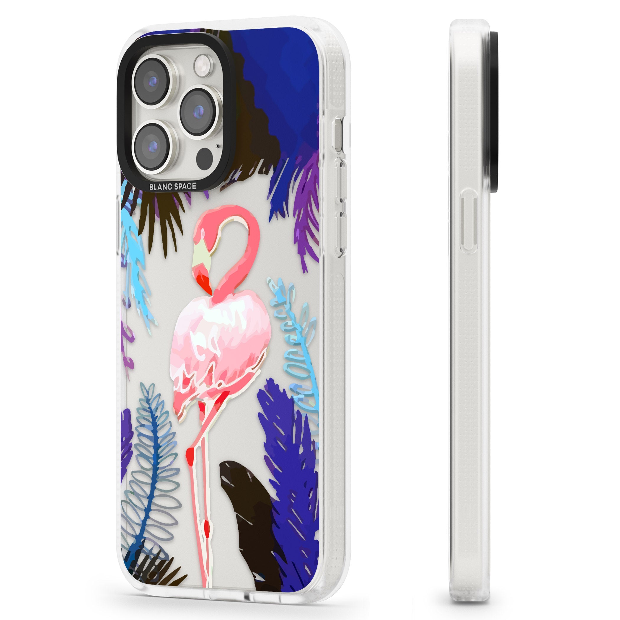 Tropical Flamingo iPhone 15 Pro Max / 15 Pro / 14 Pro Max / 14 Pro / 13 Pro Clear Case Impact Air - Blanc Space