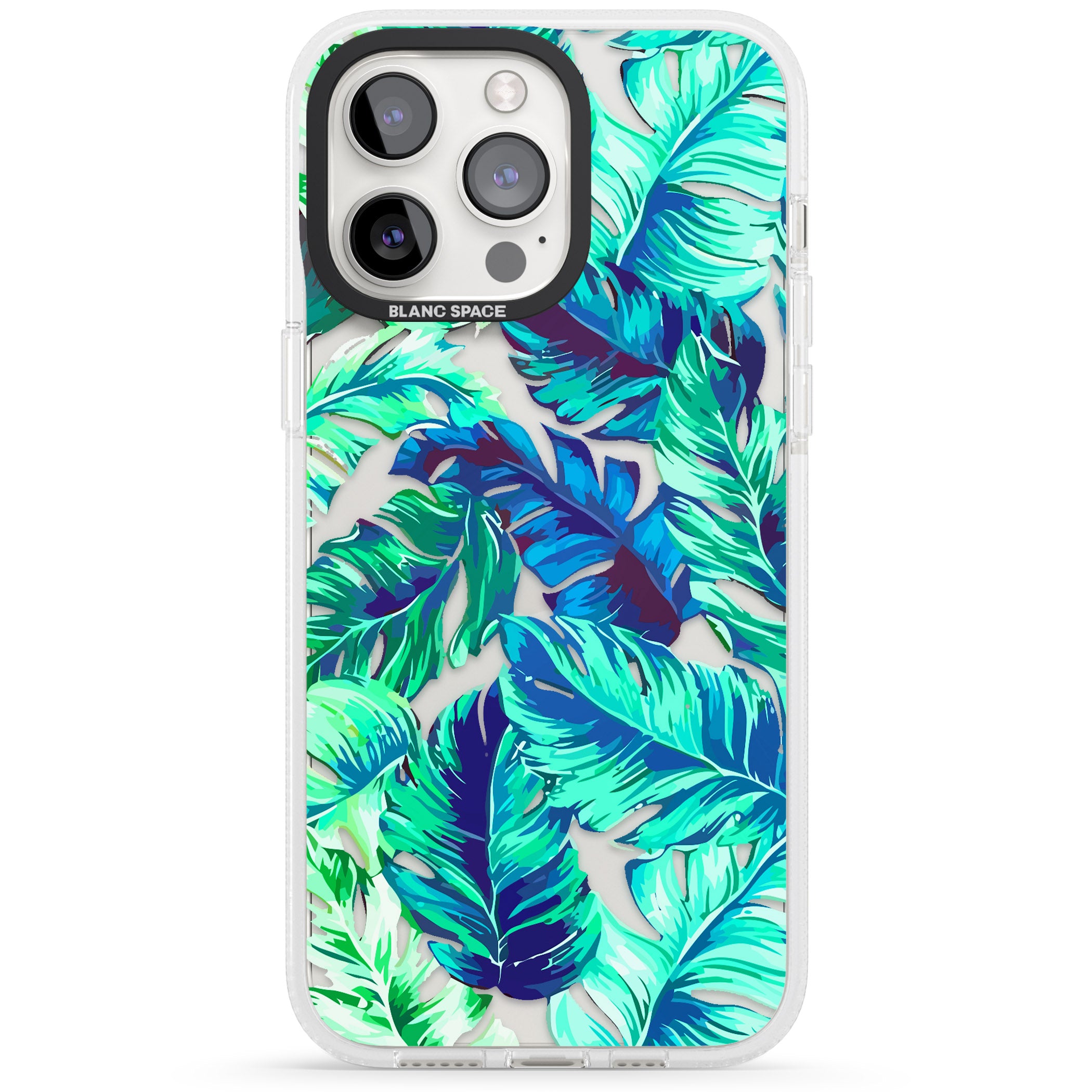Tropical Palms iPhone 15 Pro Max / 15 Pro / 14 Pro Max / 14 Pro / 13 Pro Clear Case Impact Air - Blanc Space