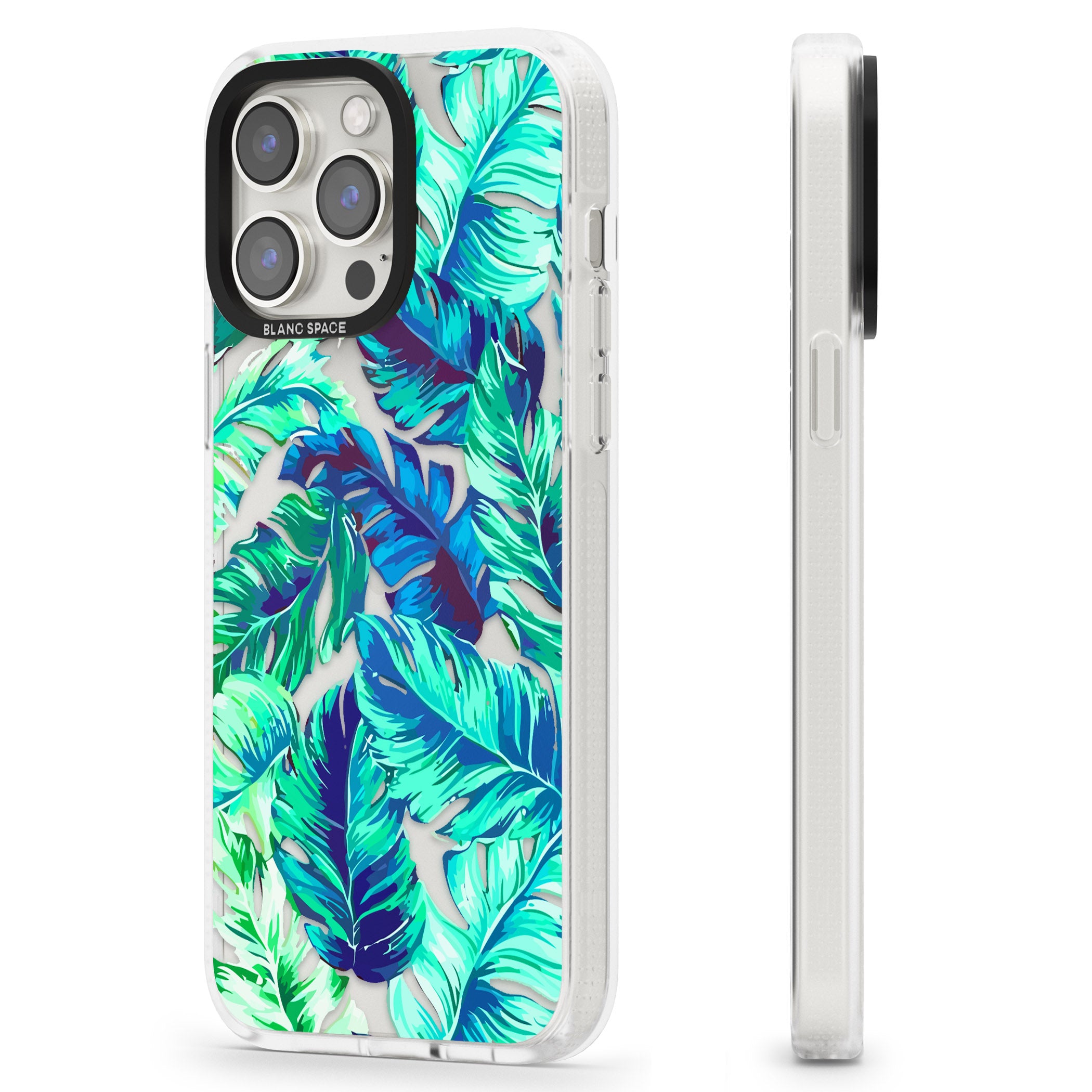 Tropical Palms iPhone 15 Pro Max / 15 Pro / 14 Pro Max / 14 Pro / 13 Pro Clear Case Impact Air - Blanc Space
