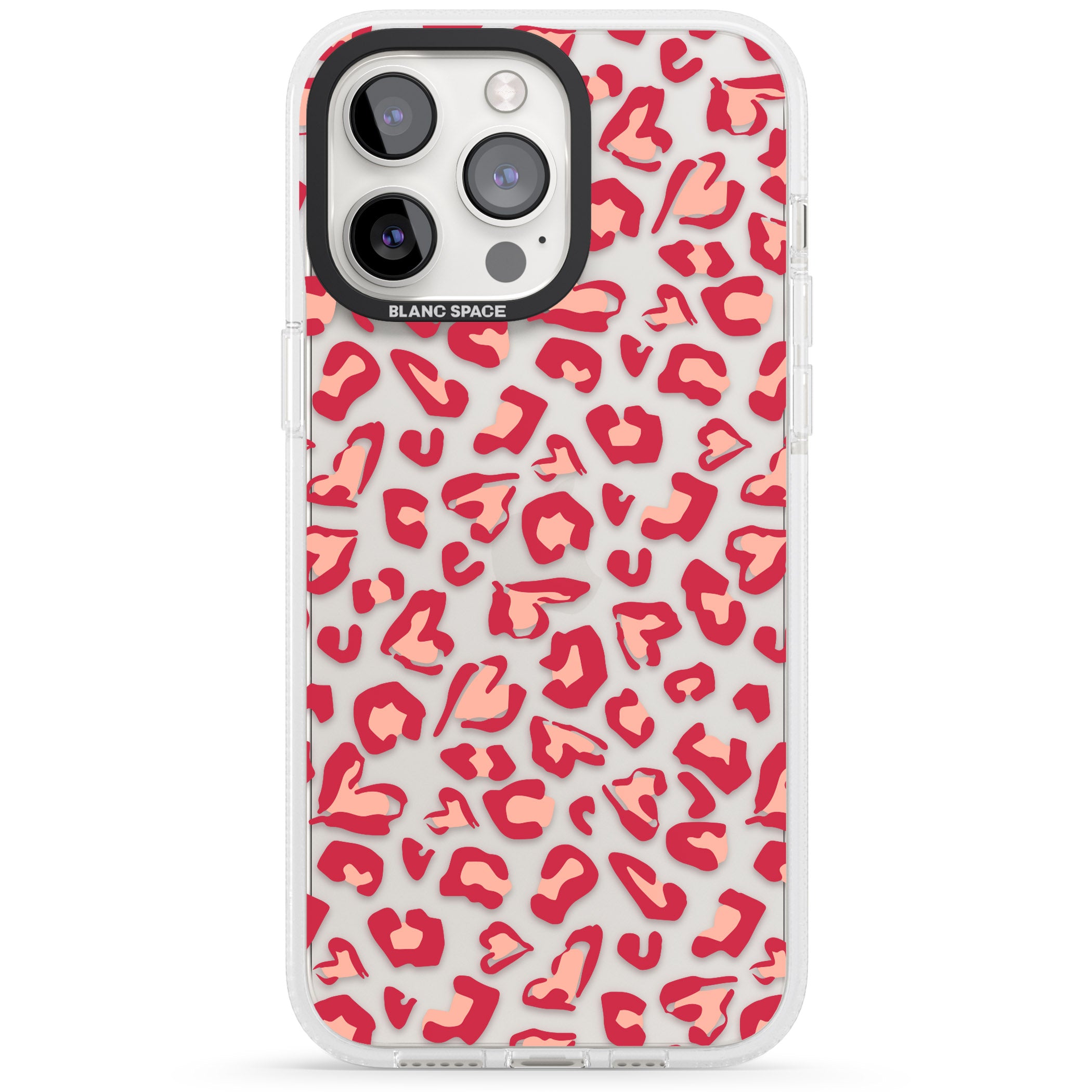 Heart Leopard Print iPhone 15 Pro Max / 15 Pro / 14 Pro Max / 14 Pro / 13 Pro Clear Case Impact Air - Blanc Space
