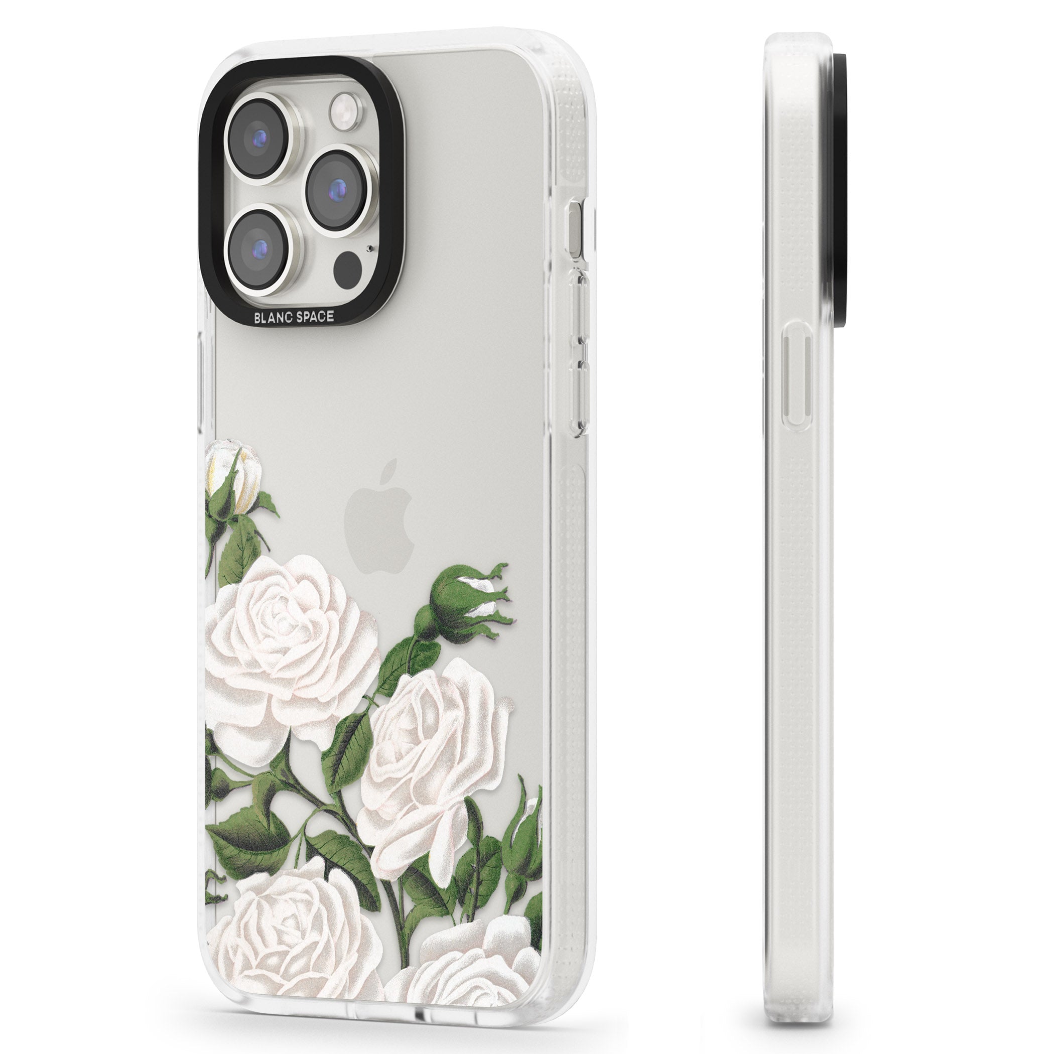 White Vintage Painted Flowers iPhone 15 Pro Max / 15 Pro / 14 Pro Max / 14 Pro / 13 Pro Clear Case Impact Air - Blanc Space