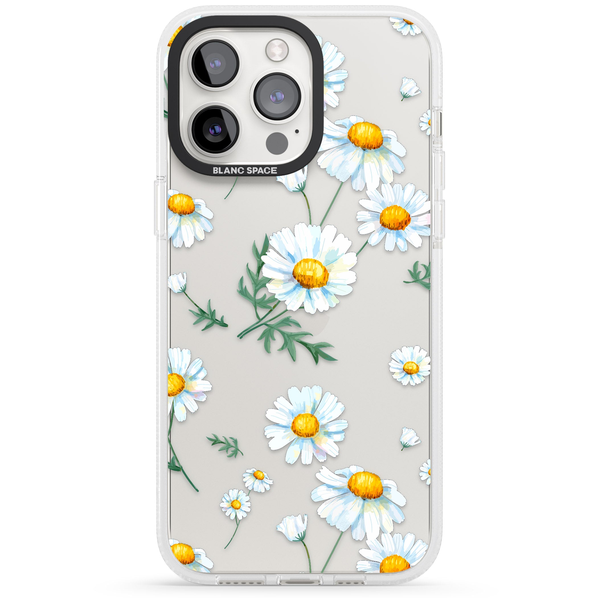 Vintage Painted Daisies iPhone 15 Pro Max / 15 Pro / 14 Pro Max / 14 Pro / 13 Pro Clear Case Impact Air - Blanc Space