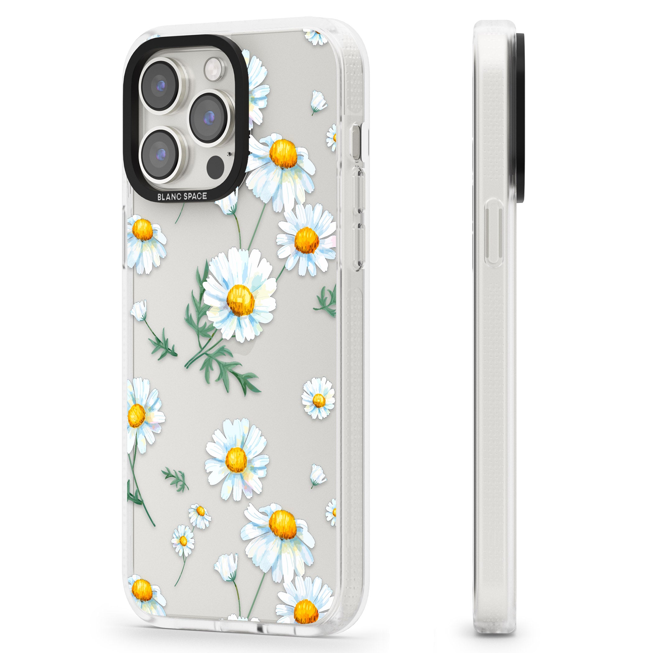 Vintage Painted Daisies iPhone 15 Pro Max / 15 Pro / 14 Pro Max / 14 Pro / 13 Pro Clear Case Impact Air - Blanc Space