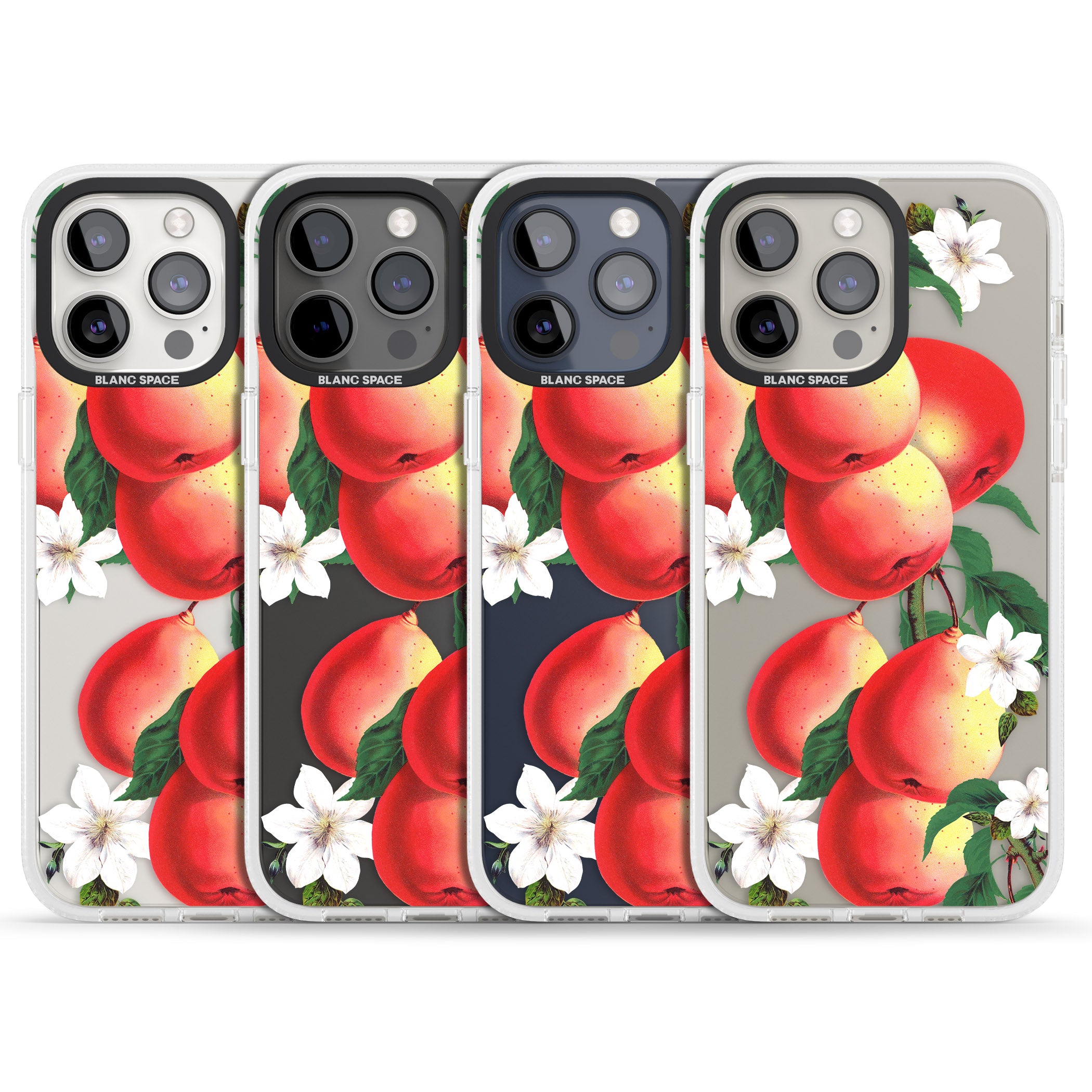 Vintage Painted Peaches iPhone 15 Pro Max / 15 Pro / 14 Pro Max / 14 Pro / 13 Pro Clear Case Impact Air - Blanc Space