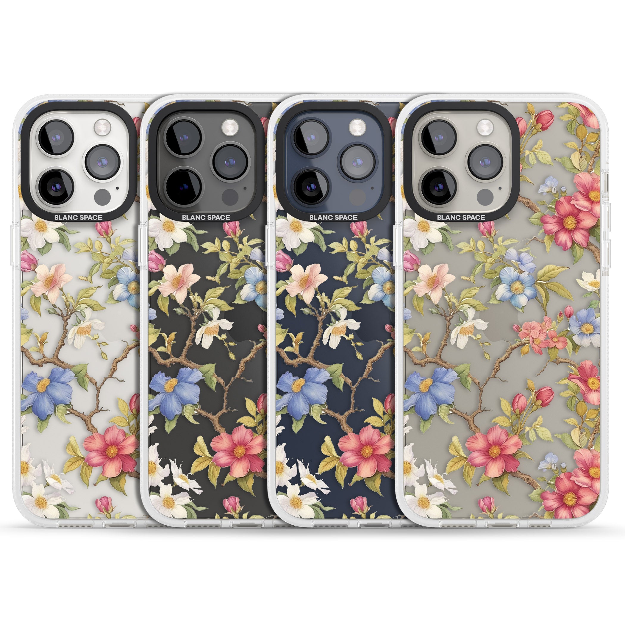 Vintage Vines & Flowers iPhone 15 Pro Max / 15 Pro / 14 Pro Max / 14 Pro / 13 Pro Clear Case Impact Air - Blanc Space