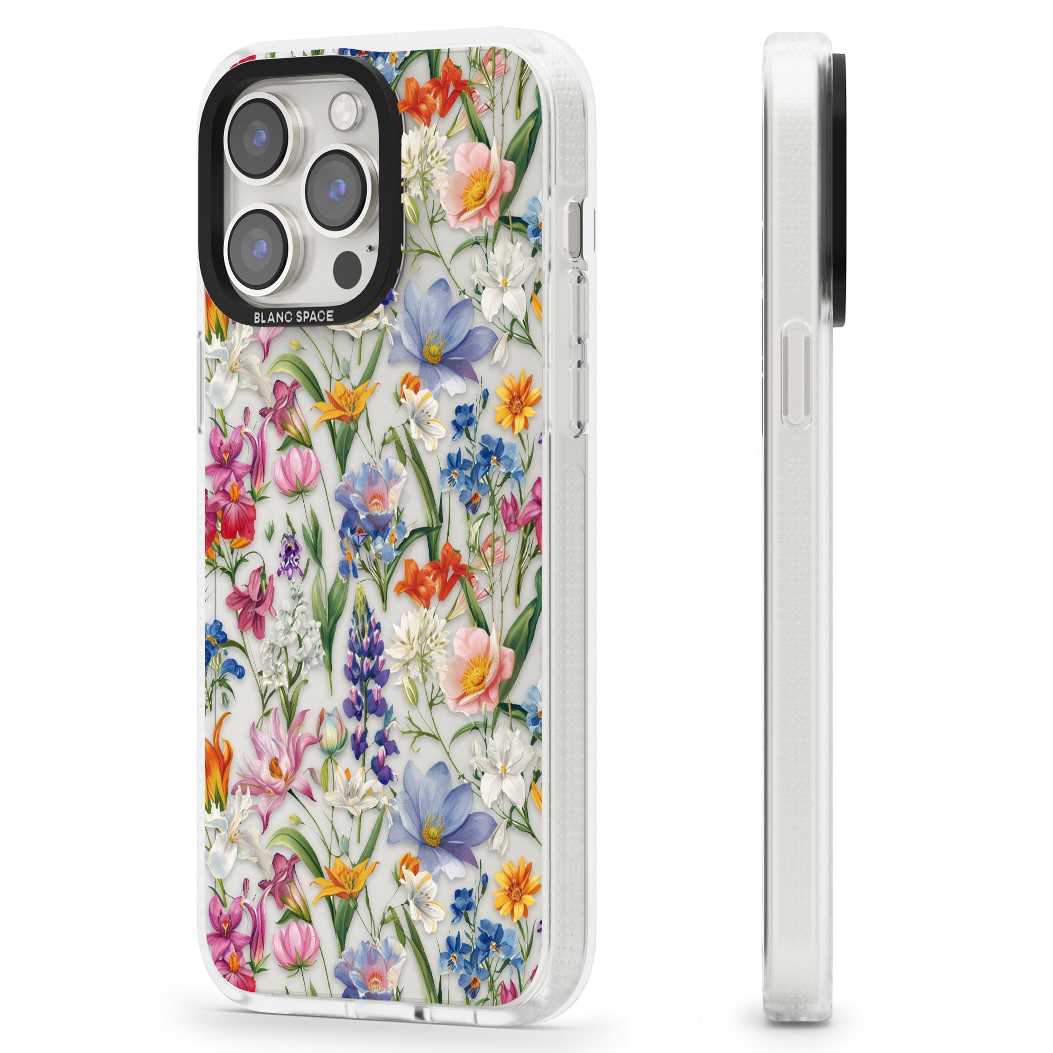 Vintage Wildflowers iPhone 15 Pro Max / 15 Pro / 14 Pro Max / 14 Pro / 13 Pro Clear Case Impact Air - Blanc Space