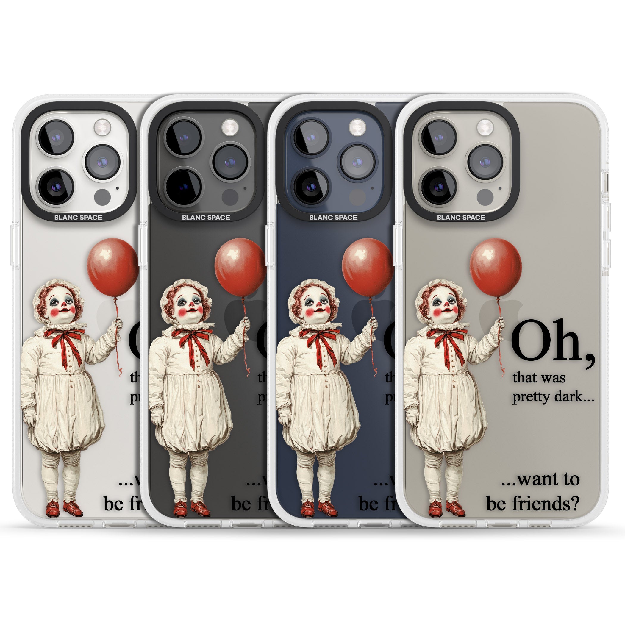 Want to be Friends? iPhone 15 Pro Max / 15 Pro / 14 Pro Max / 14 Pro / 13 Pro Clear Case Impact Air - Blanc Space